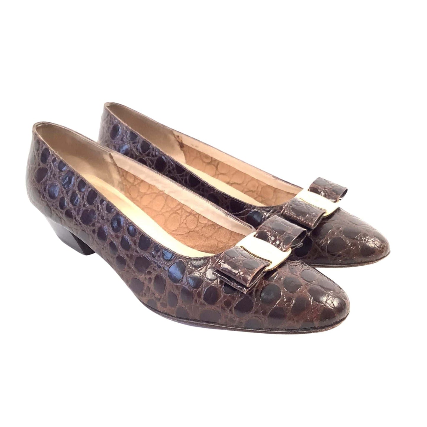 Ferragamo Moc-Croc Heels