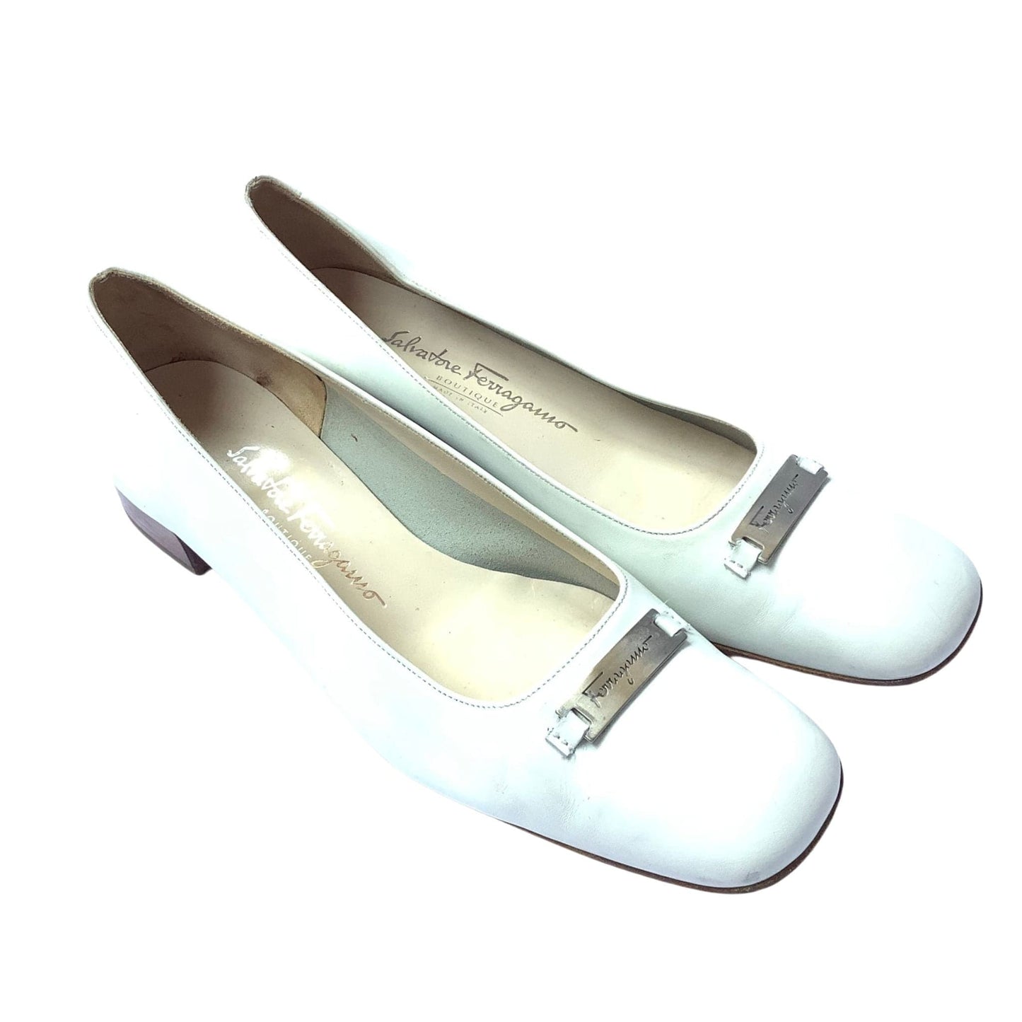 Ferragamo White Heels