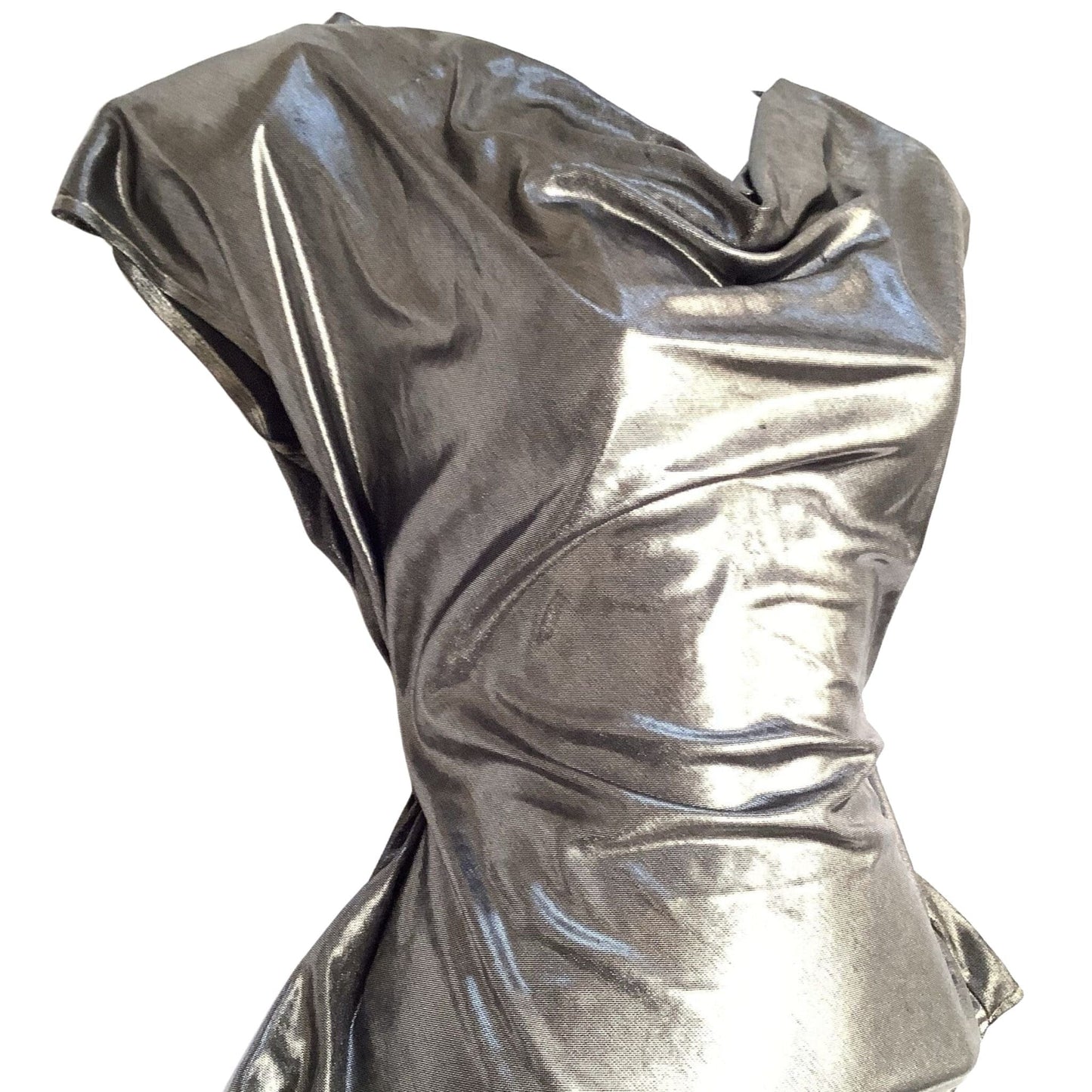 1980s Jeri Marque Metallic Liquid Silver Vintage Top
