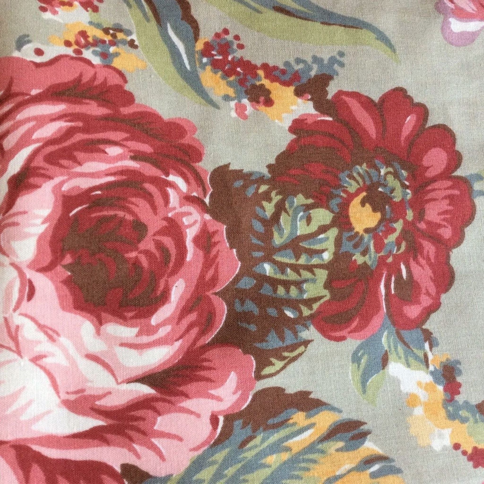 ROSE vintage Ralph Lauren リメイク シャツ 一点物 Multicolor Cabbage Rose Cotton Fabric - 1980s Ralph Lauren