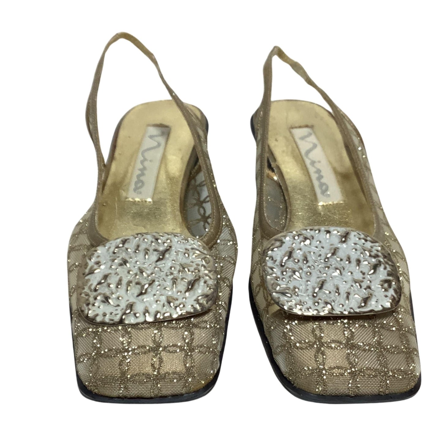 Square Toe Gold Heels