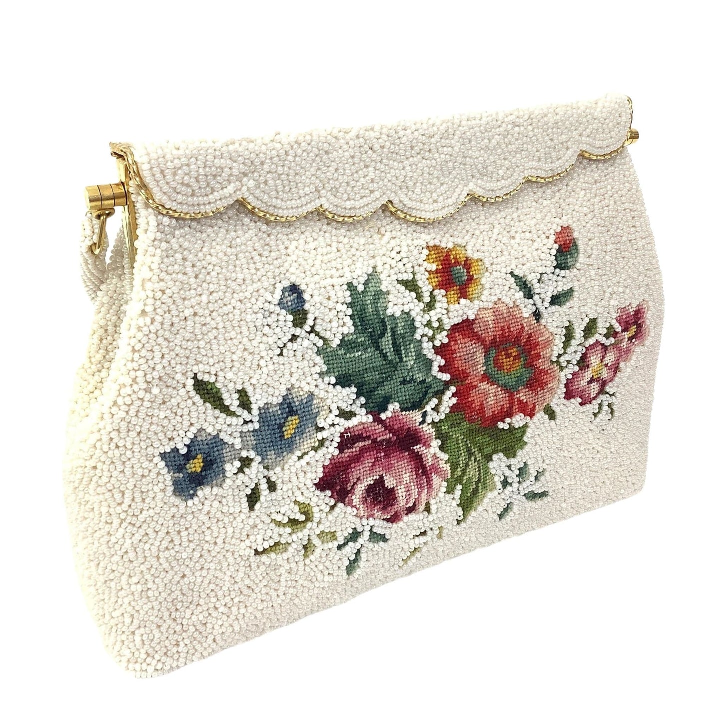 Vintage White Beaded Bag