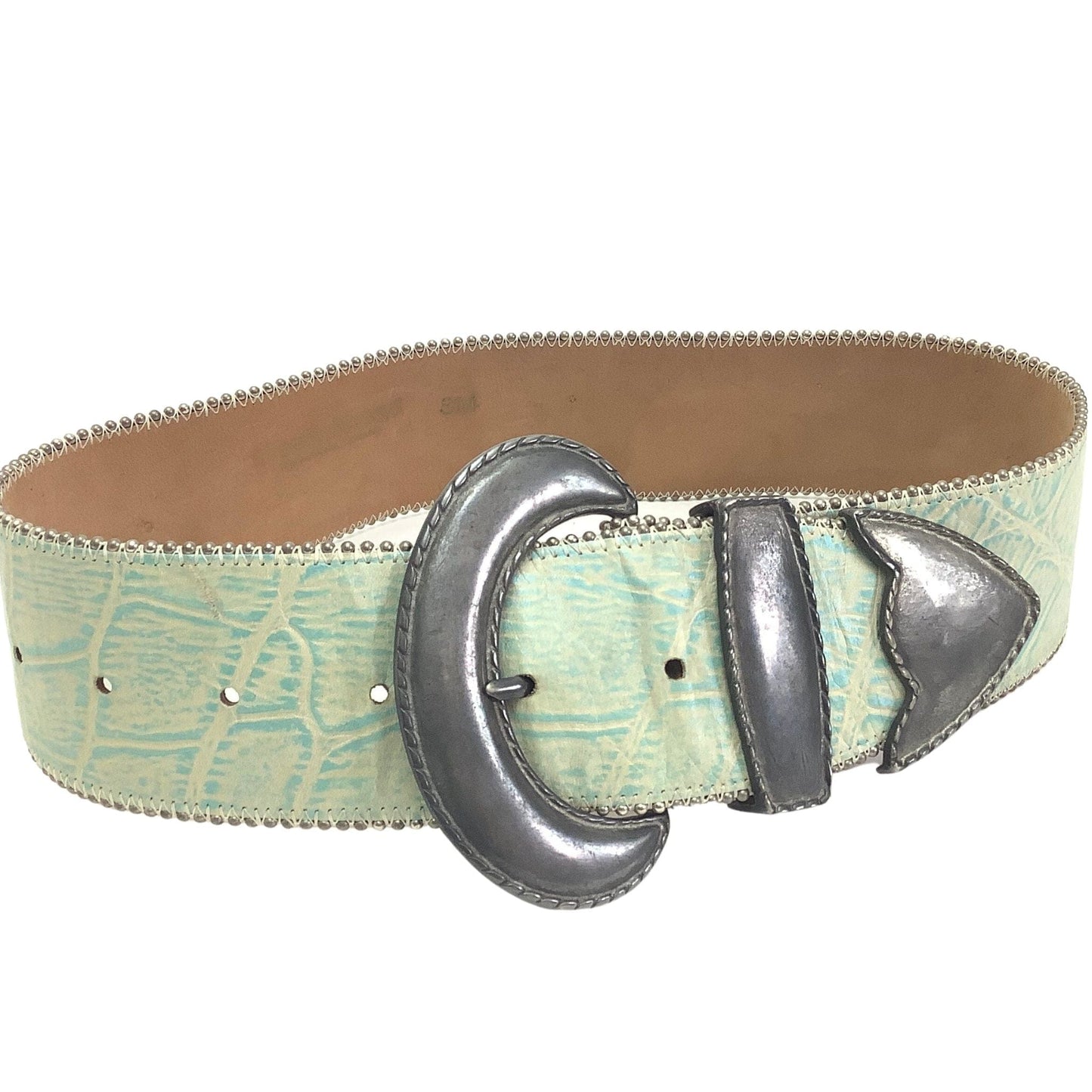 Wide Green Leather Belt