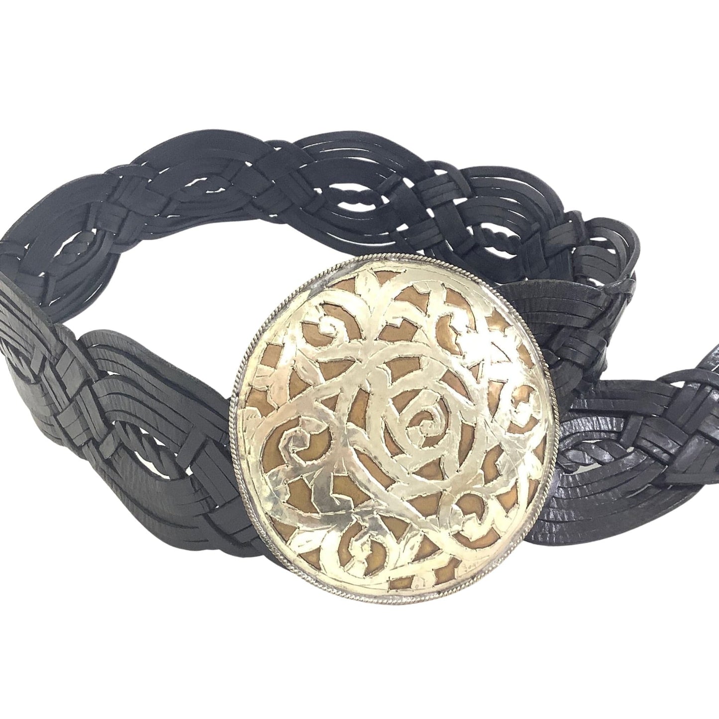 Woven Black Leather Belt