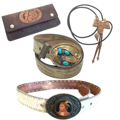  western men's belts, wallet and bolo tie 