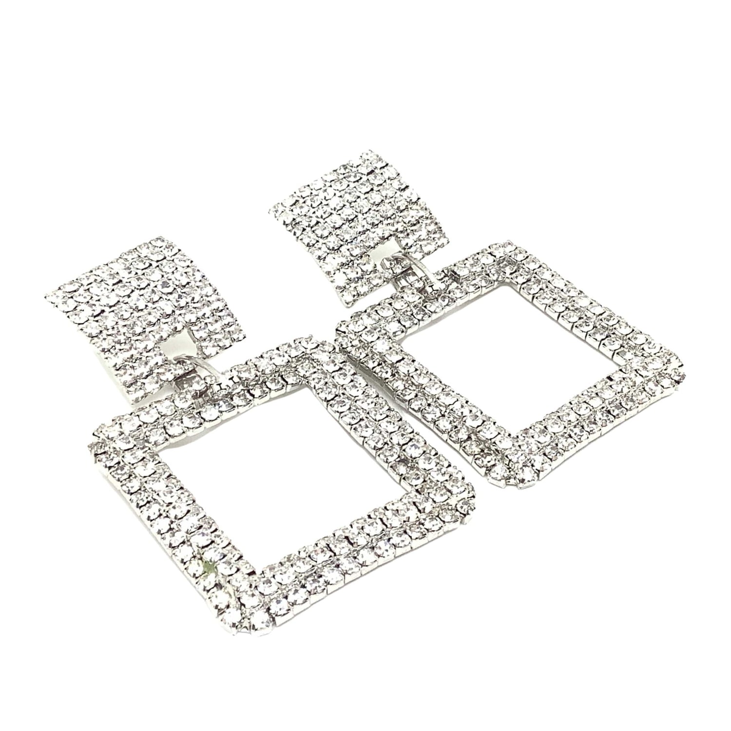 Faux Diamond Studded Square Drop Earrings