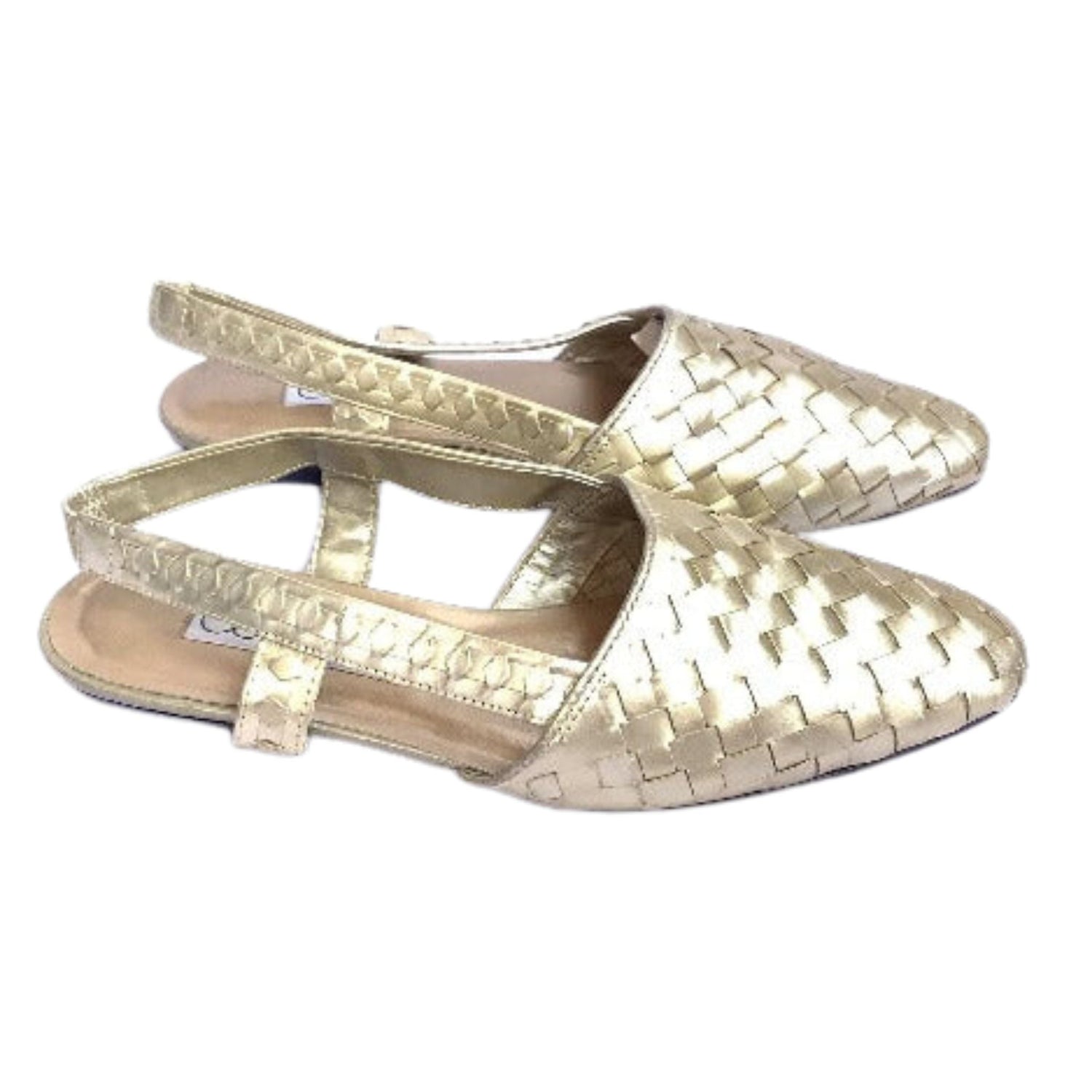 Women's Metallic Gold Flat Slingbacks