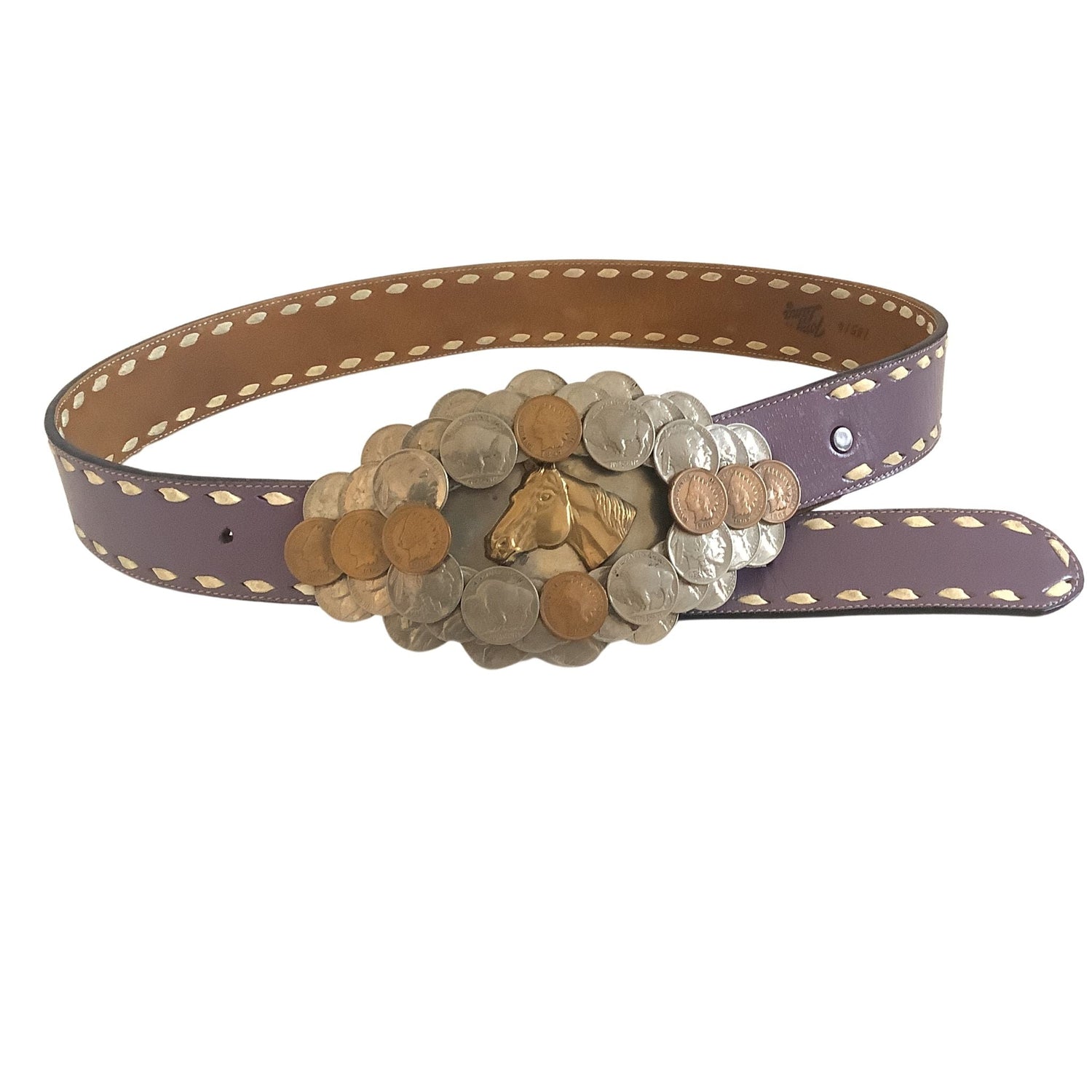 Vintage Cowgirl Belt Coin Studded Buckle