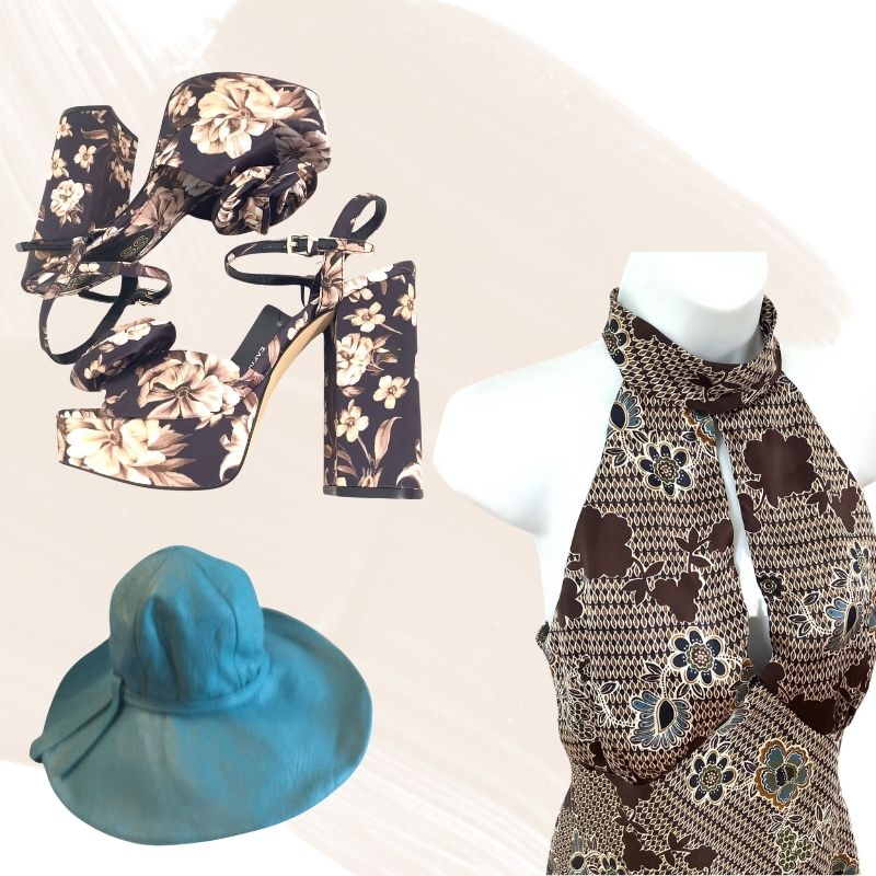 collage or shoes, hat and blouse