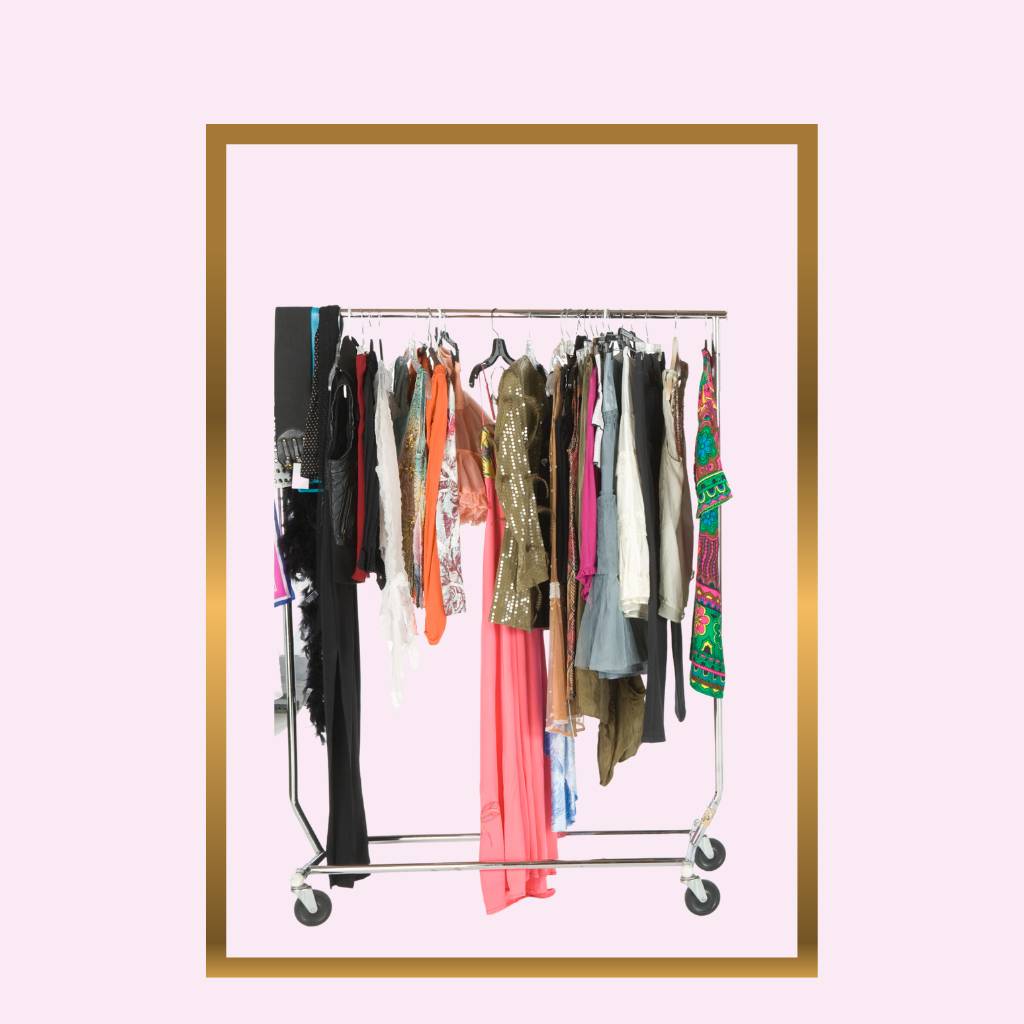 clothes rack with colorful dresses