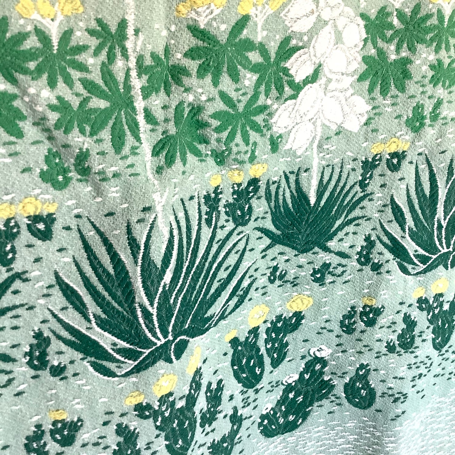 Embroidery Textile Portion Southwest Plant Theme