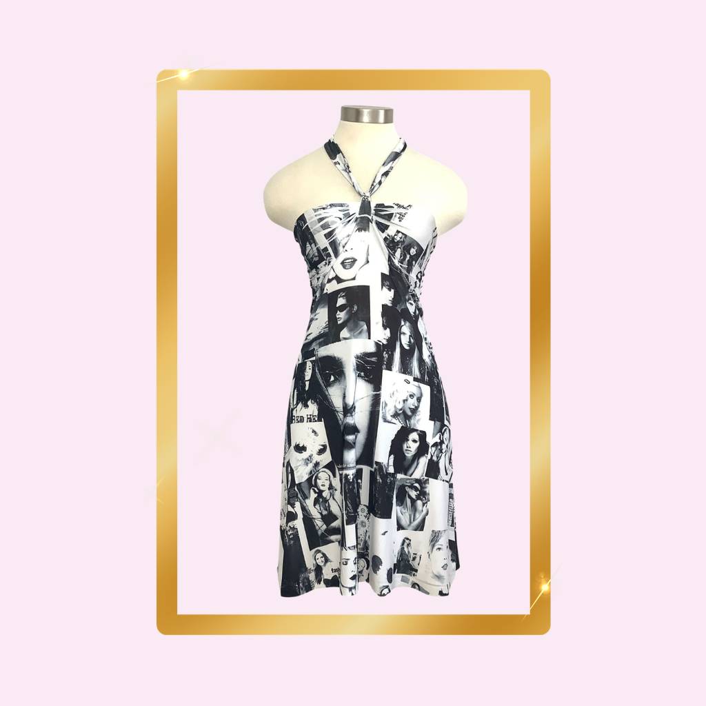 vintage halter-top dress photo images of models print