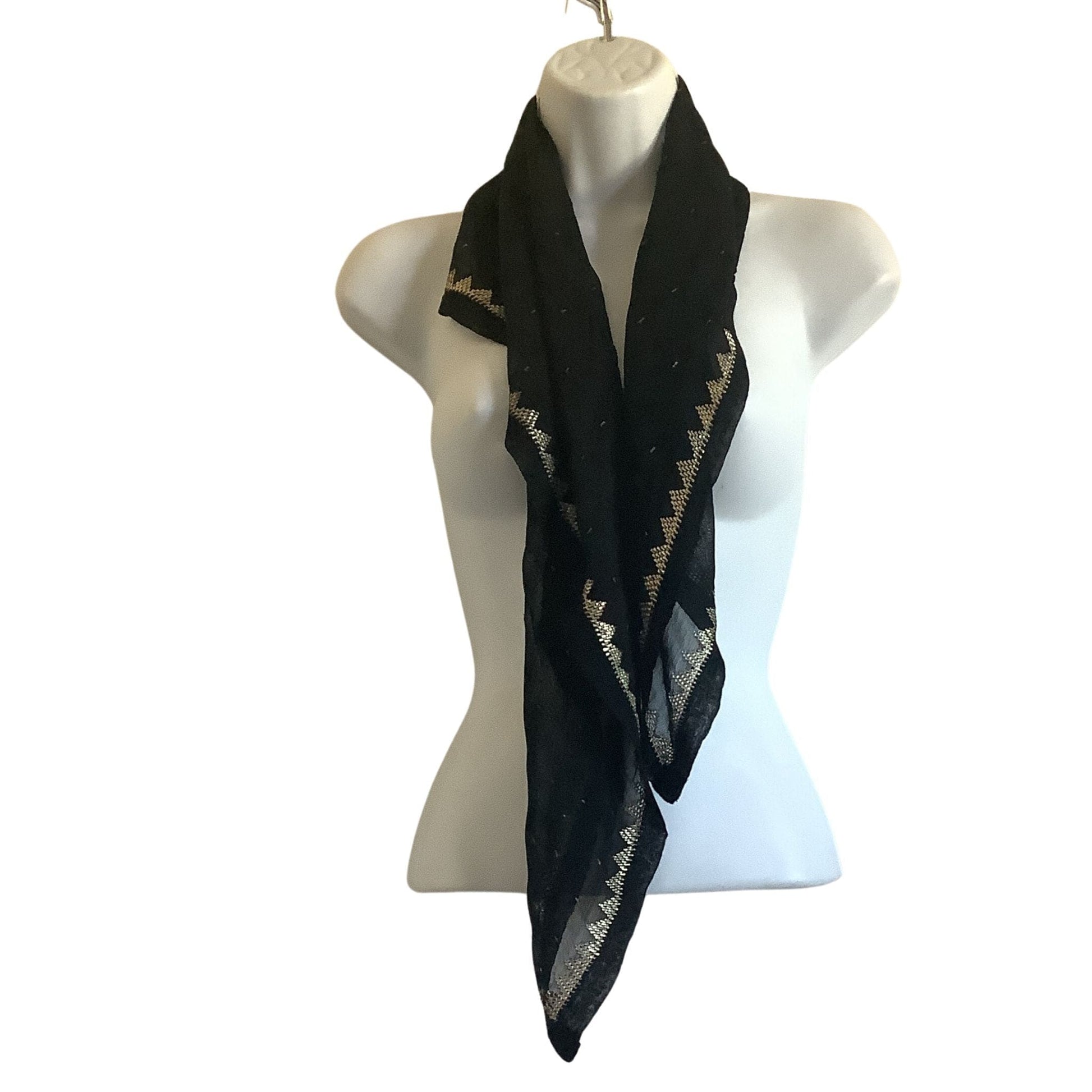1920s Art Deco Silk Scarf Black / Silk / Vintage 1920s