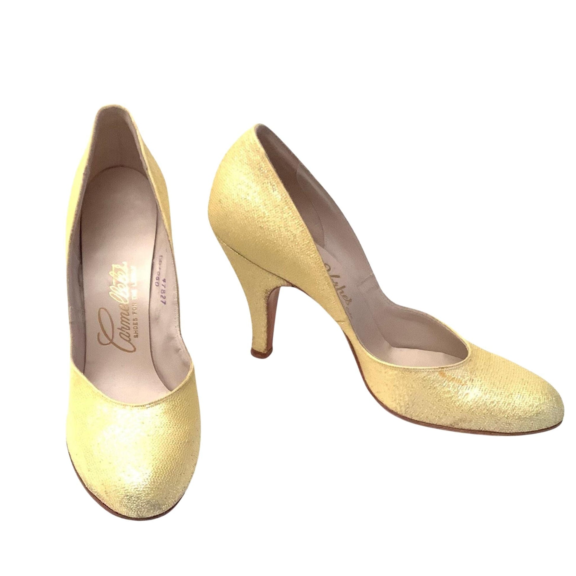 1930s Vorhes Yellow Heels 7 / Yellow / Vintage 1930s
