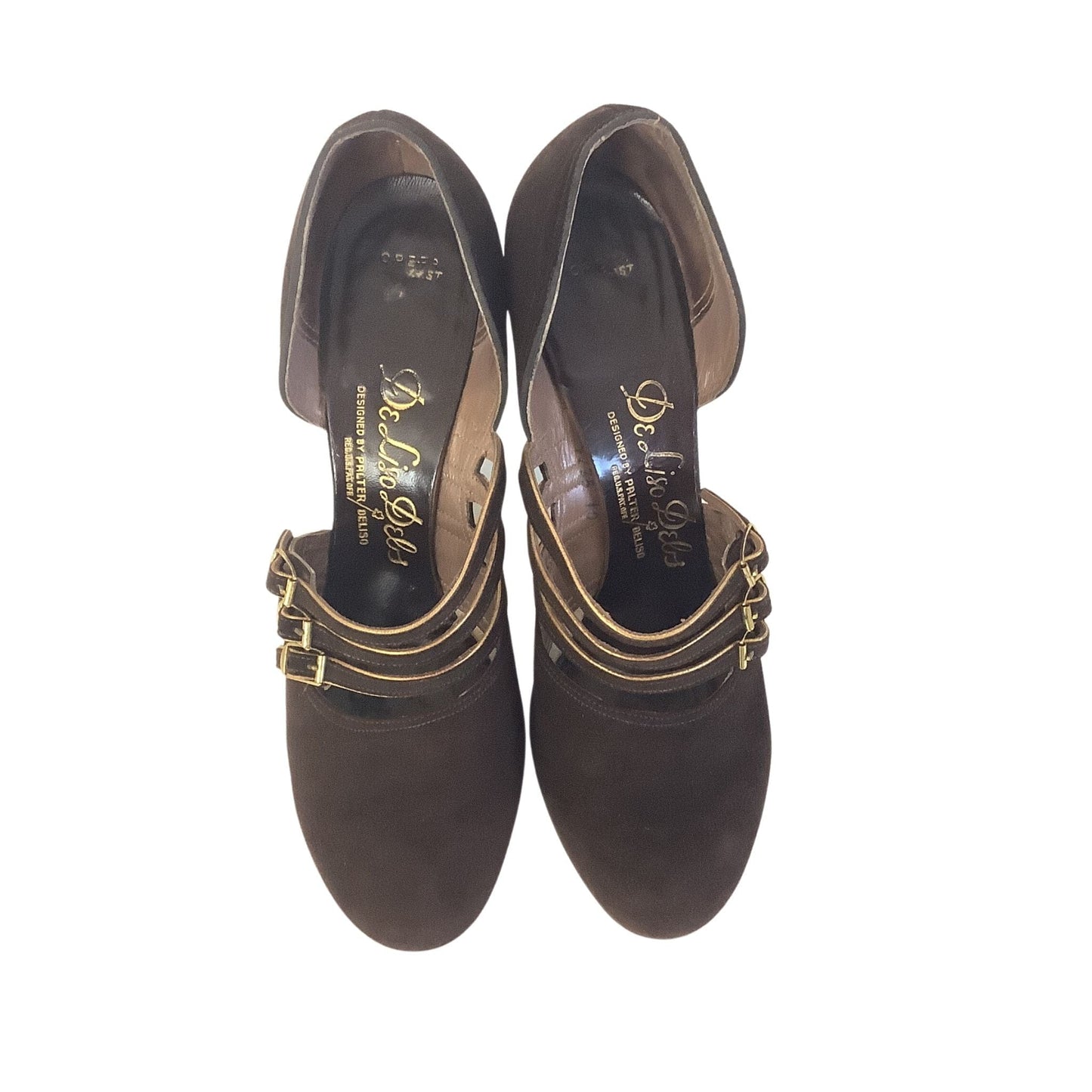 1940s Deliso Debs Heels 7.5 / Brown / Vintage 1940s