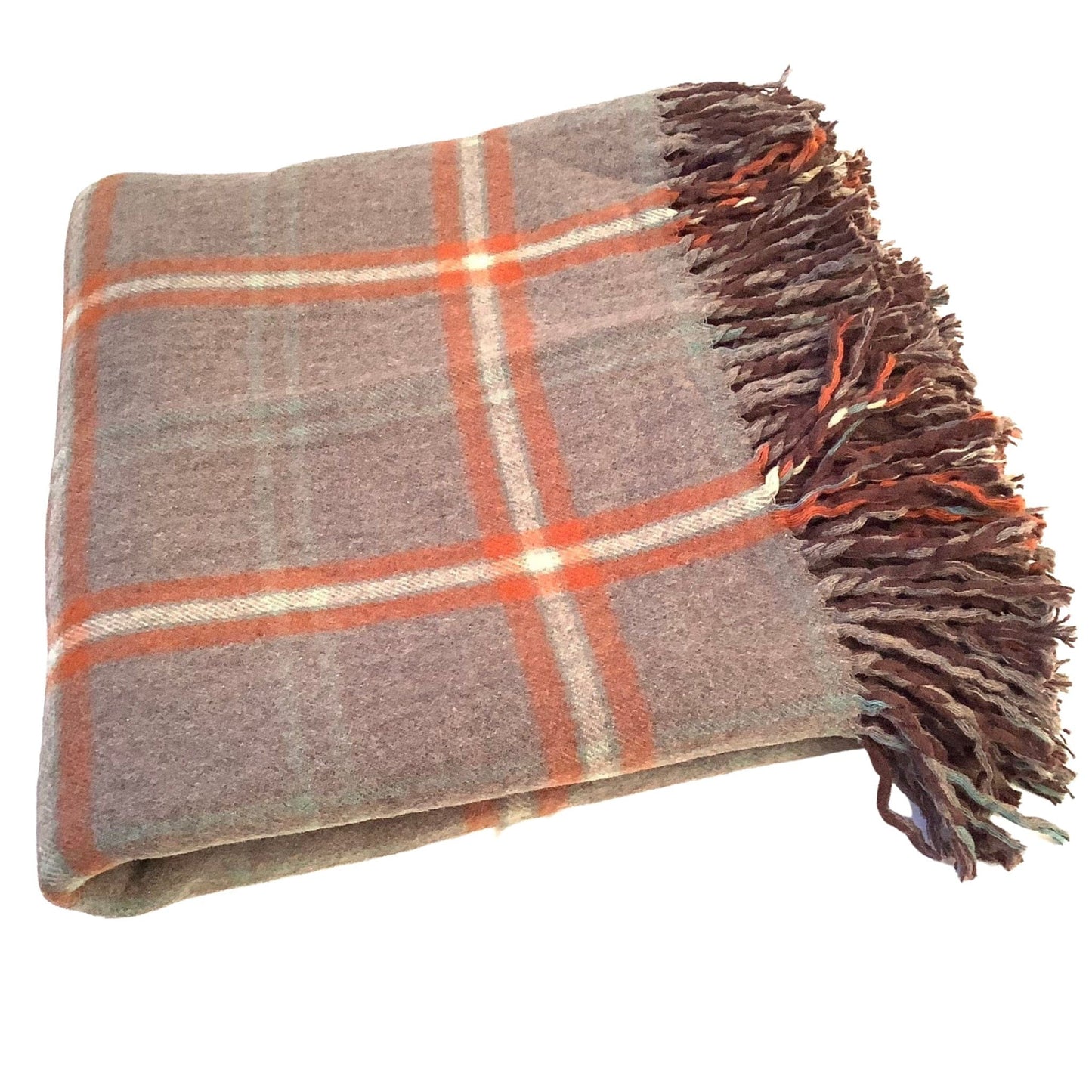 1940s Fringed Wool Blanket Multi / Wool / Vintage 1940s
