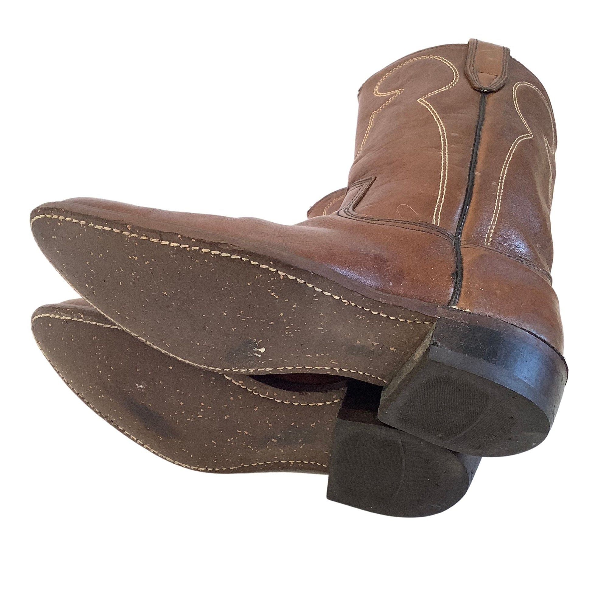 1950s Cowboy Boots 5.5 / Brown / Vintage 1950s