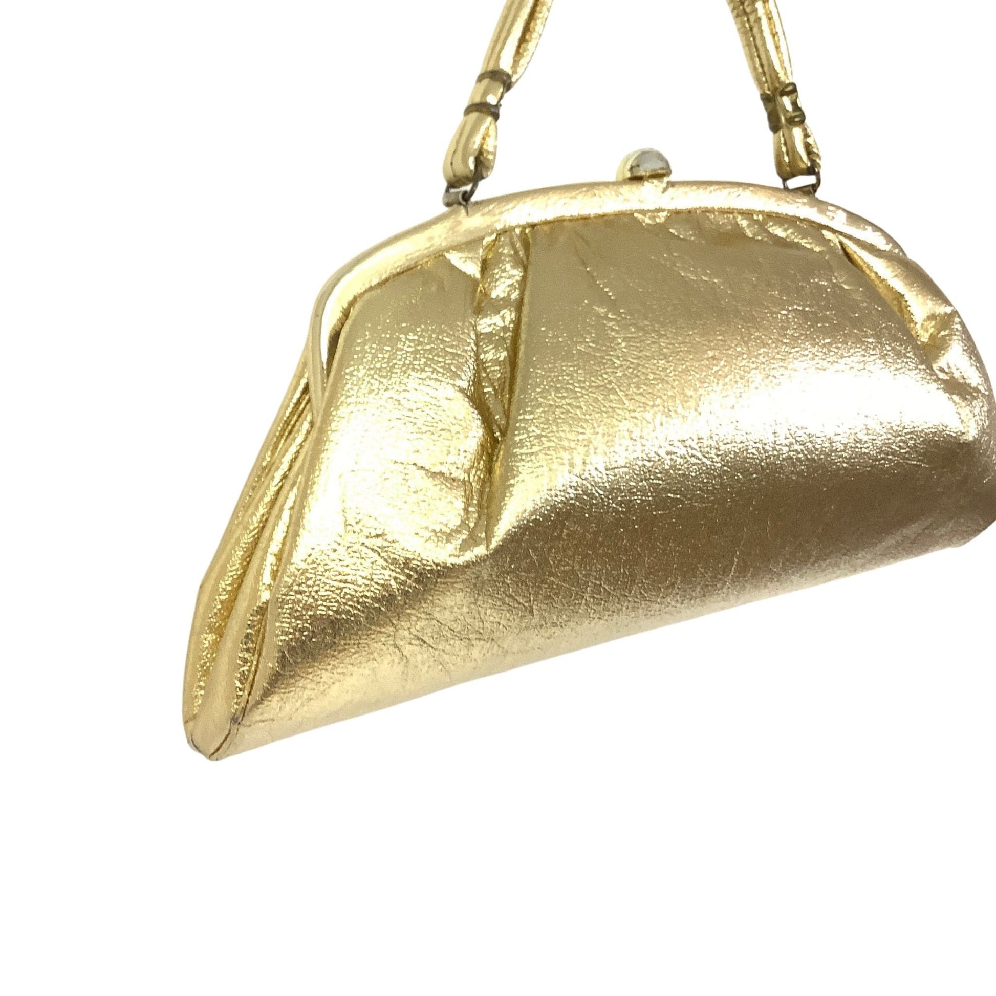 1950s Metallic Gold Handbag Gold / Man Made / Vintage 1950s