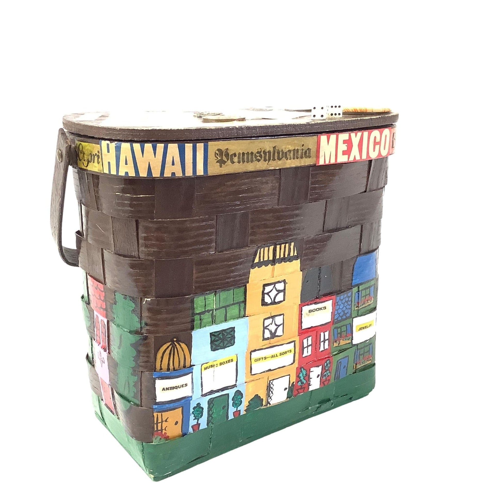 1950s Whimsical Basket Bag Multi / Wood / Vintage 1950s