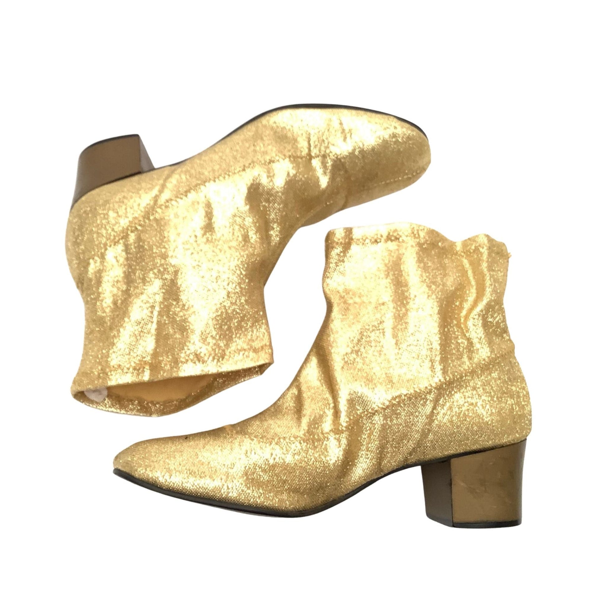 1960s GoGo Gold Booties 6.5 / Gold / Vintage 1960s