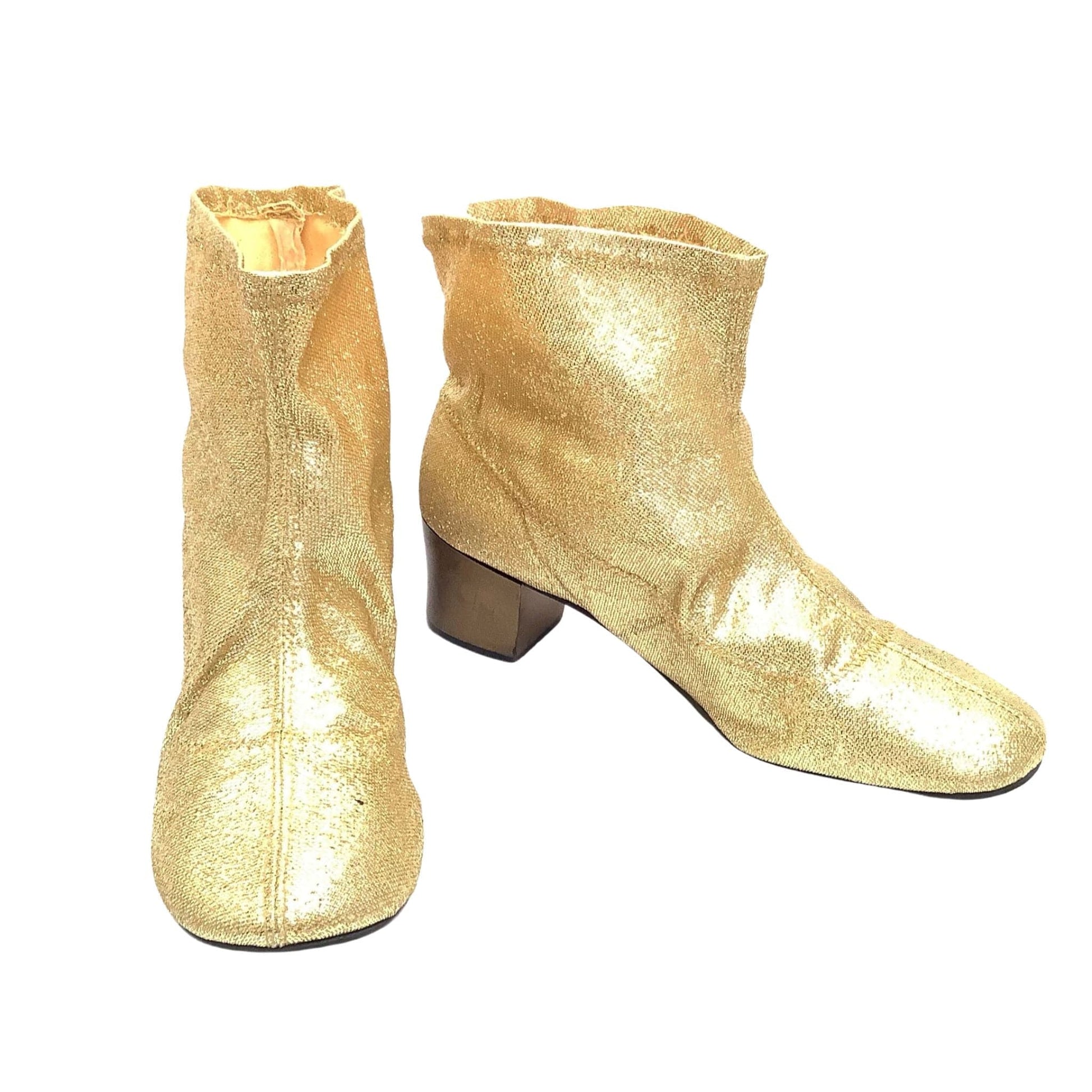 1960s GoGo Gold Booties 6.5 / Gold / Vintage 1960s