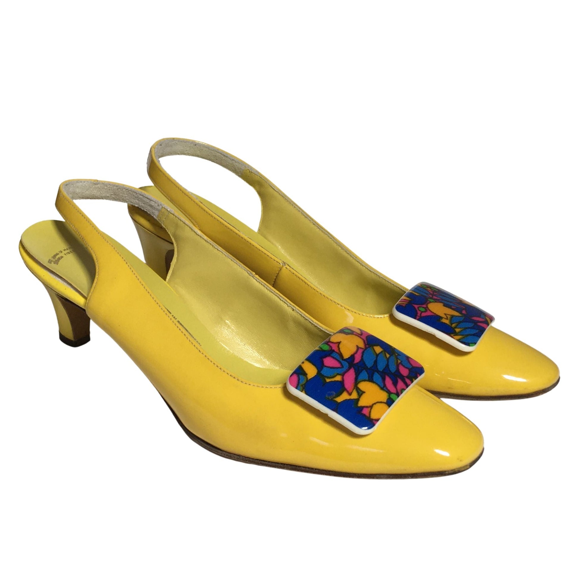 1960s Heels & Bag Set - Yellow Patent Leather