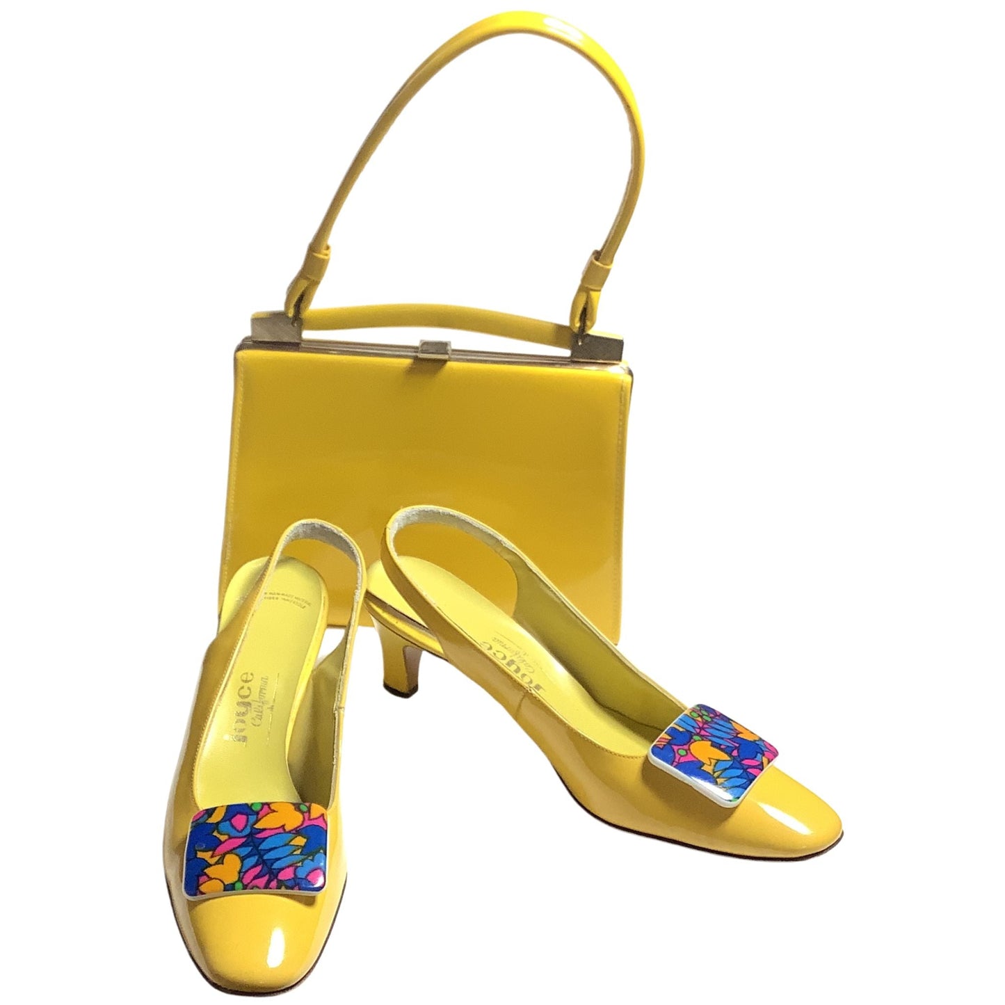1960s Heels & Bag Set - Yellow Patent Leather