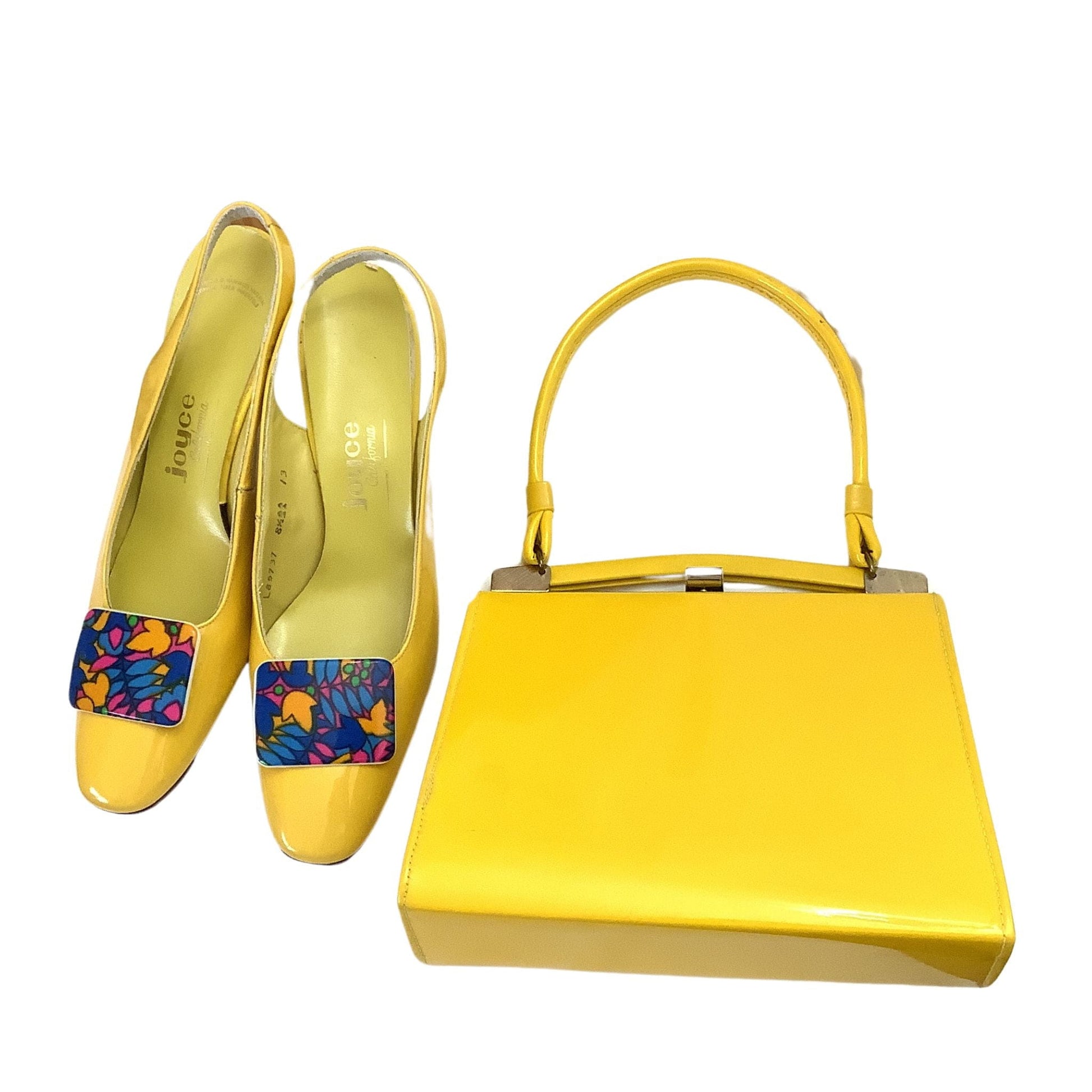 1960s Heels & Bag Set - Yellow Patent Leather