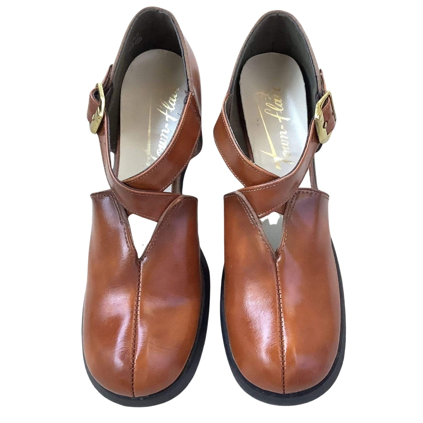 1960s Mary Jane Heels 8 / Brown / Vintage 1960s