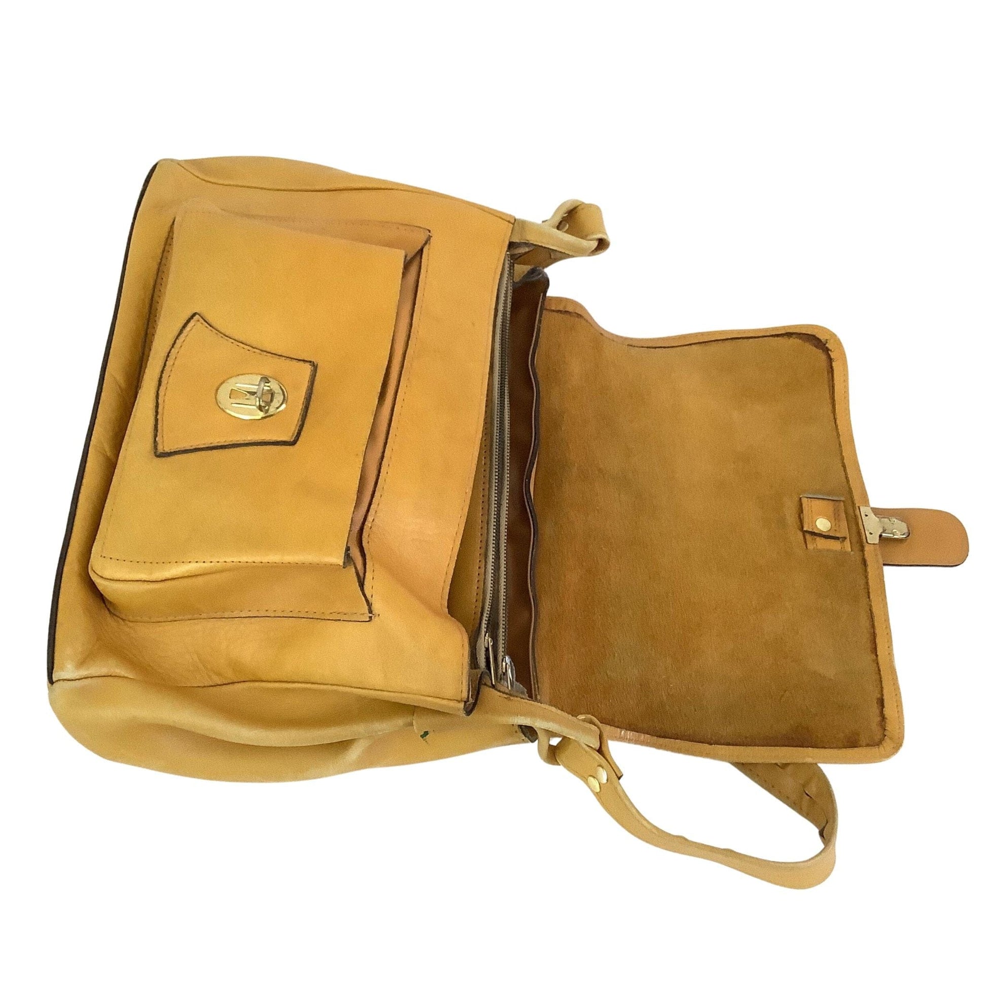 1960s Western Leather Bag Yellow / Leather / Vintage 1980s