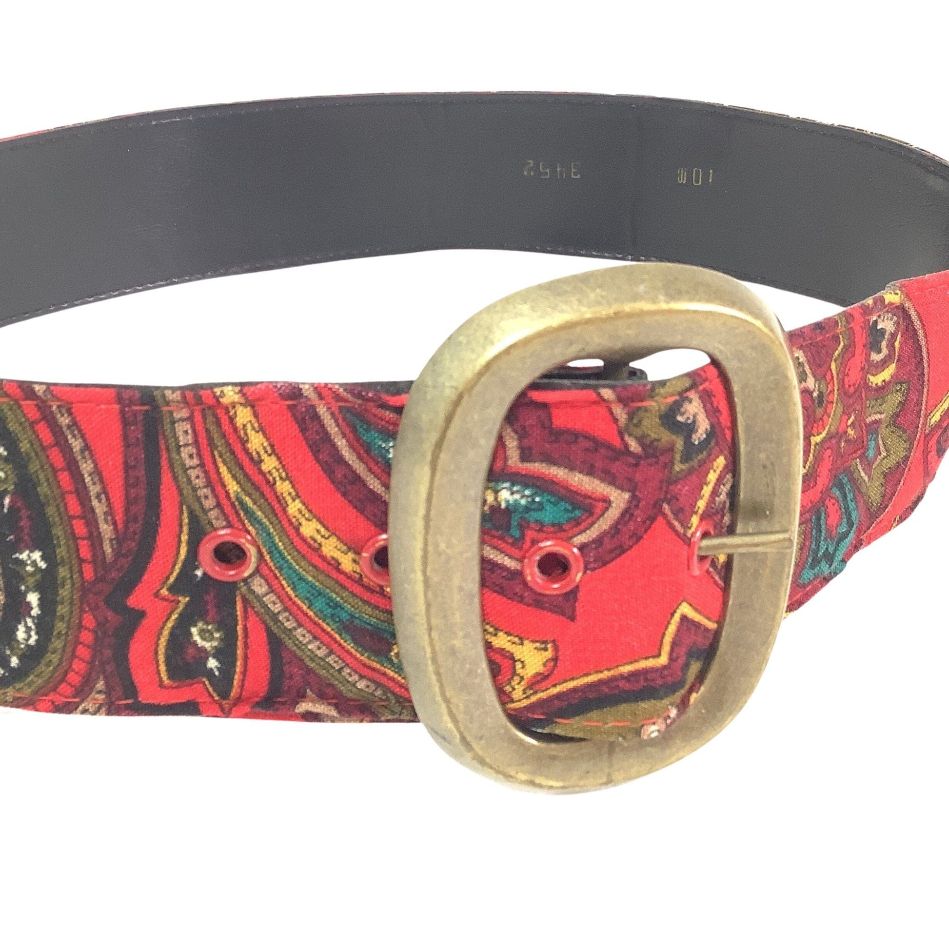 1970s Boho Fabric Belt Medium / Red / Vintage 1970s