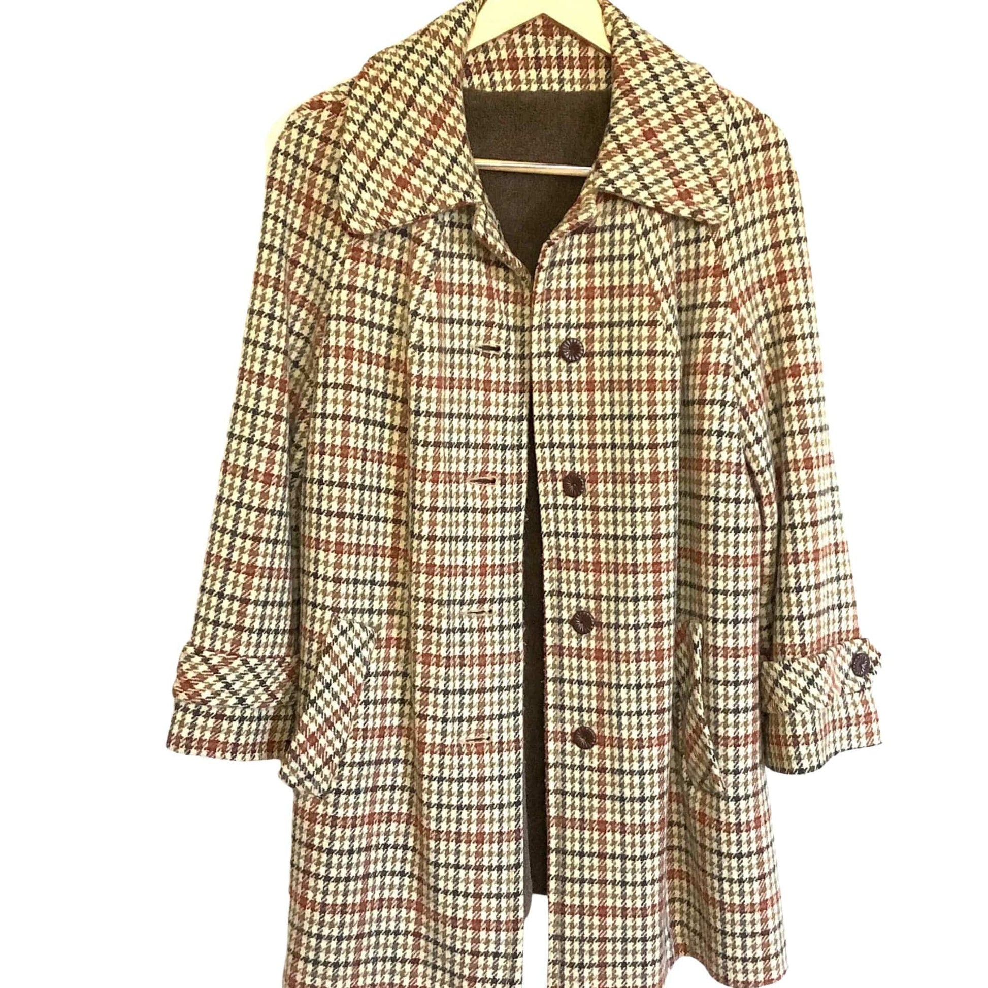 1970s Houndstooth Coat Small / Multi / Vintage 1970s