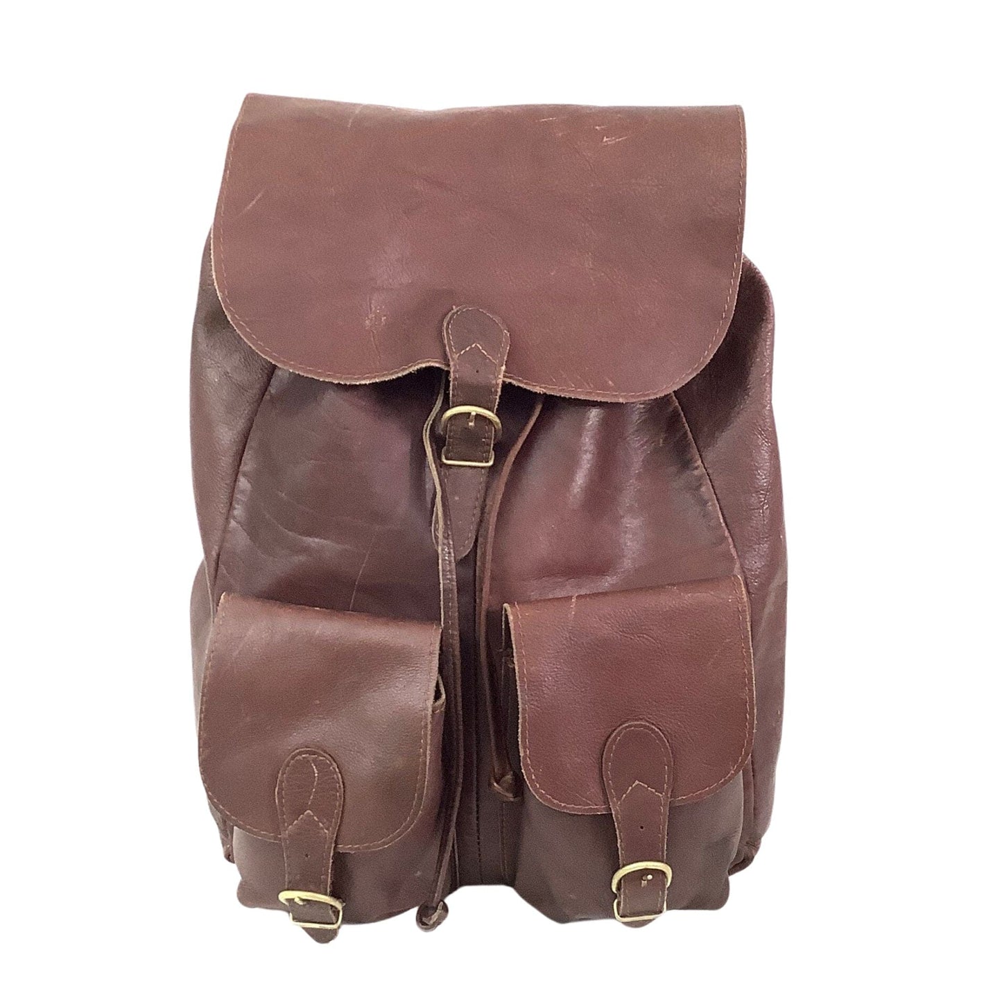 1970s Leather Backpack Brown / Leather / Vintage 1970s