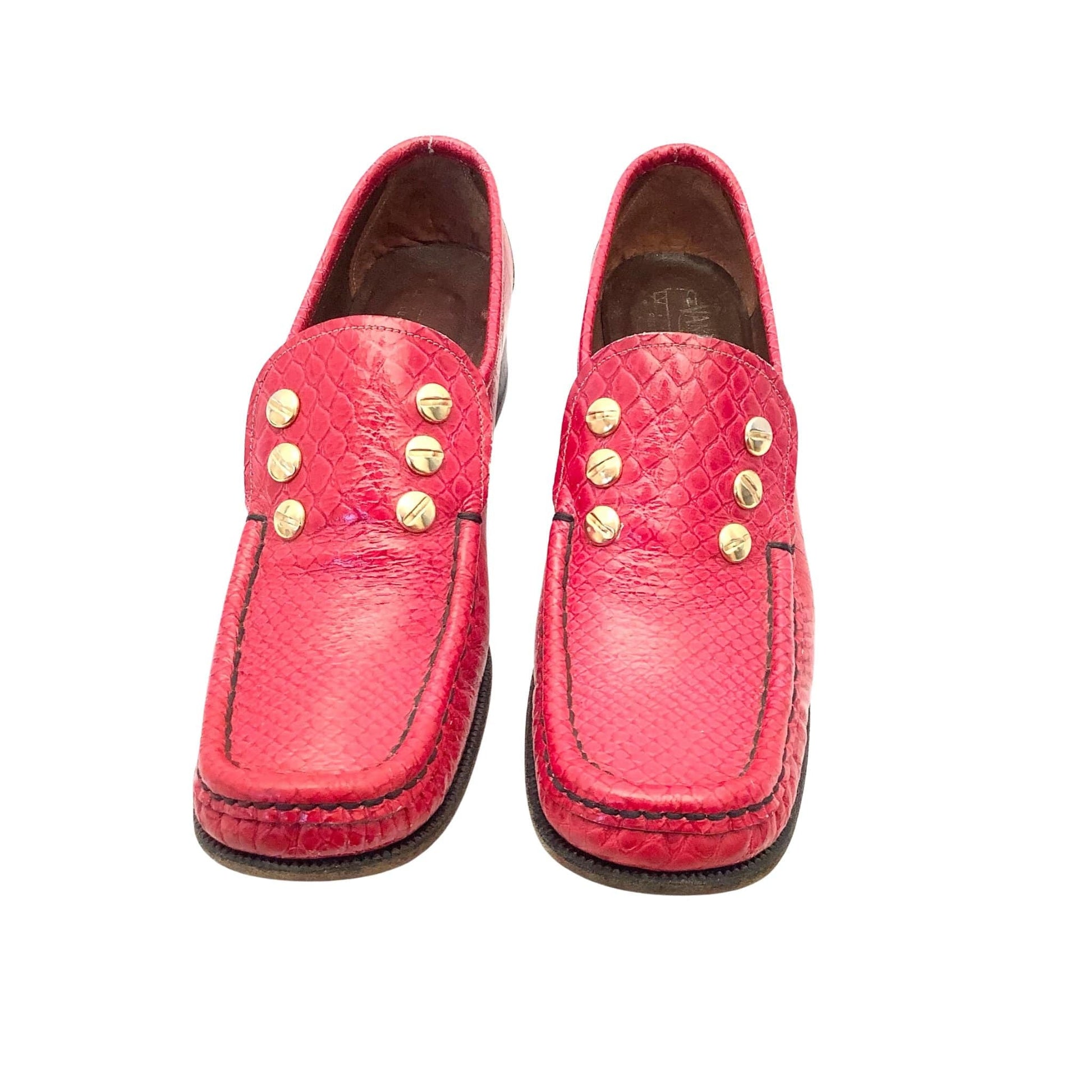 1970s Red Leather Loafers 7 / Red
