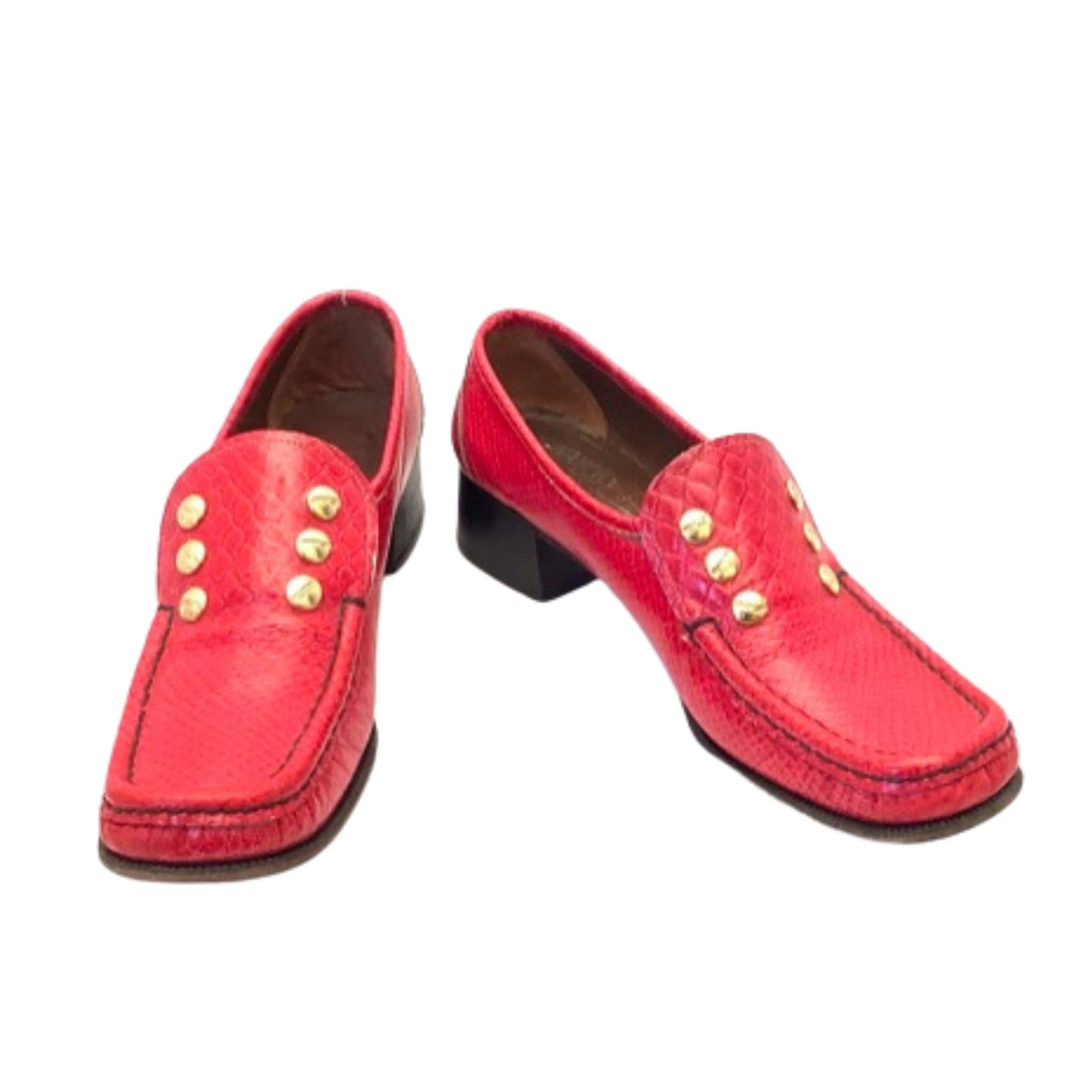 1970s Red Leather Loafers 7 / Red