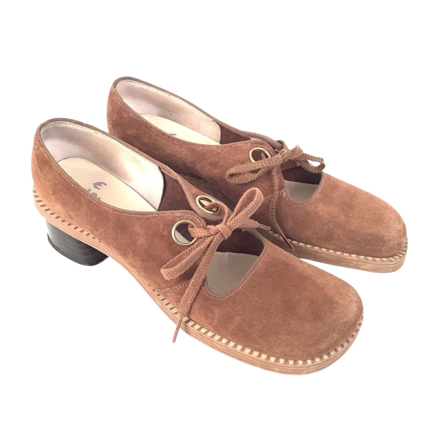 1970s Schoolgirl Style Shoes 7.5 / Brown / Vintage 1970s
