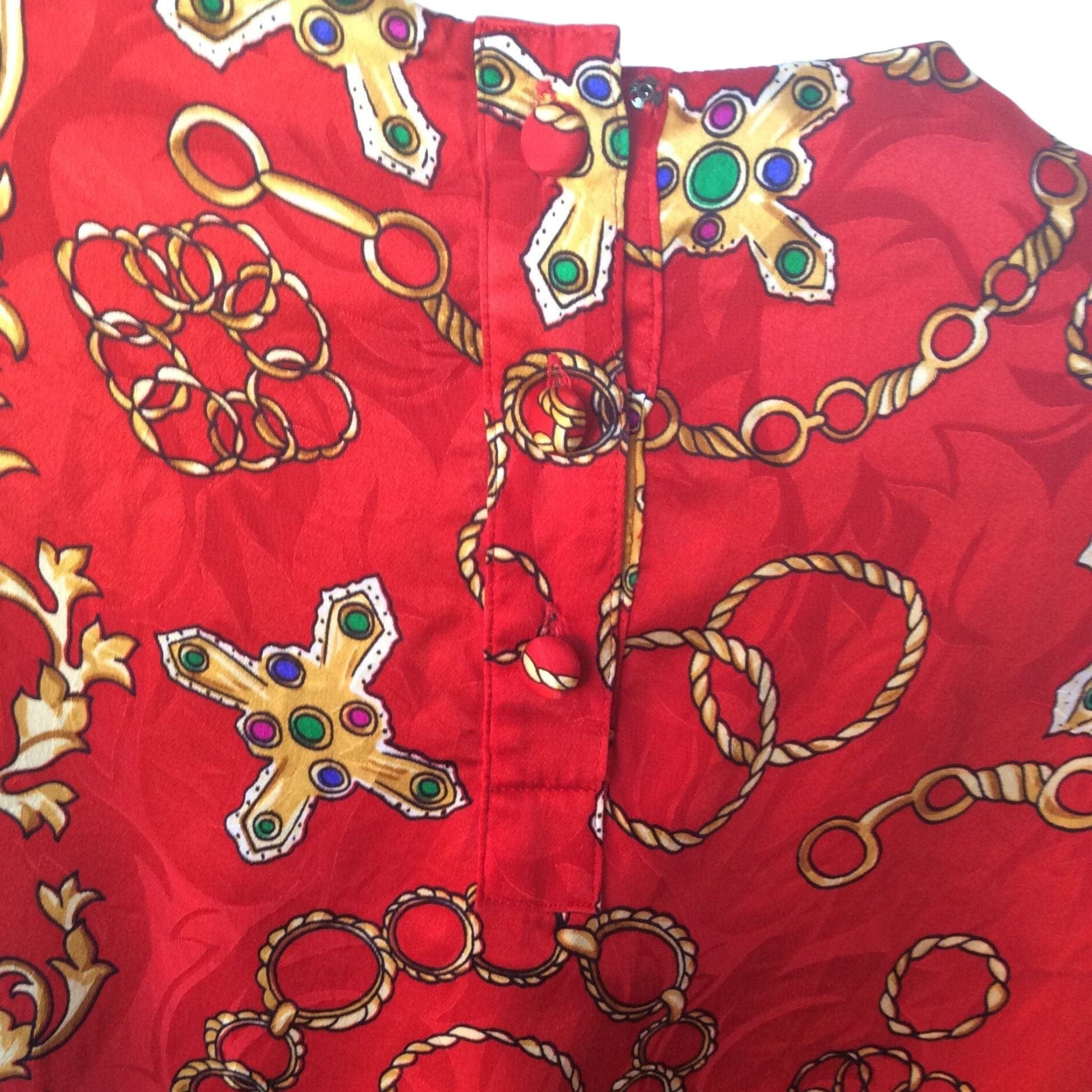 1980s Baroque Silk Blouse Small / Multi / Vintage 1980s