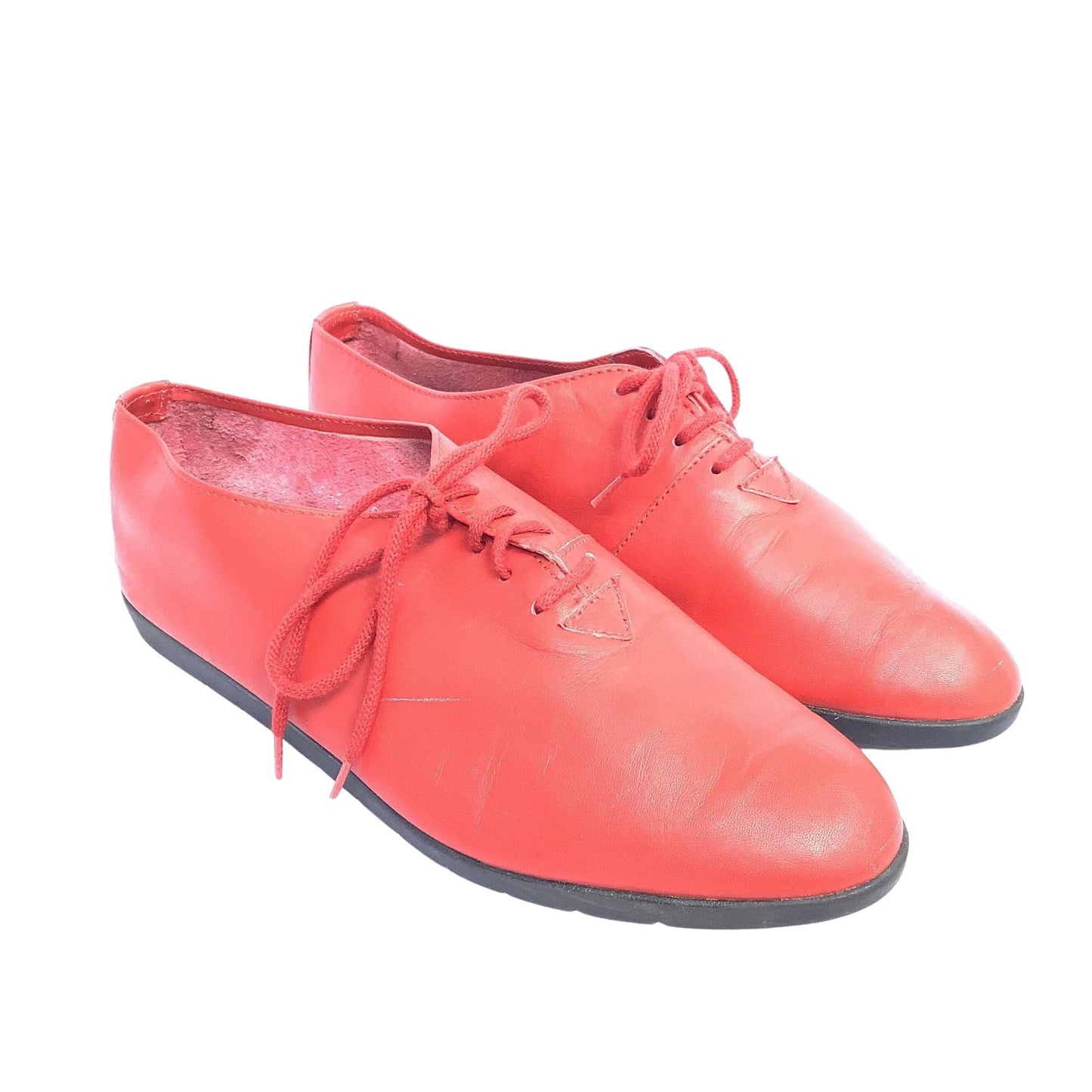 1980s Flat Red Oxfords 7.5 / Red / Vintage 1980s