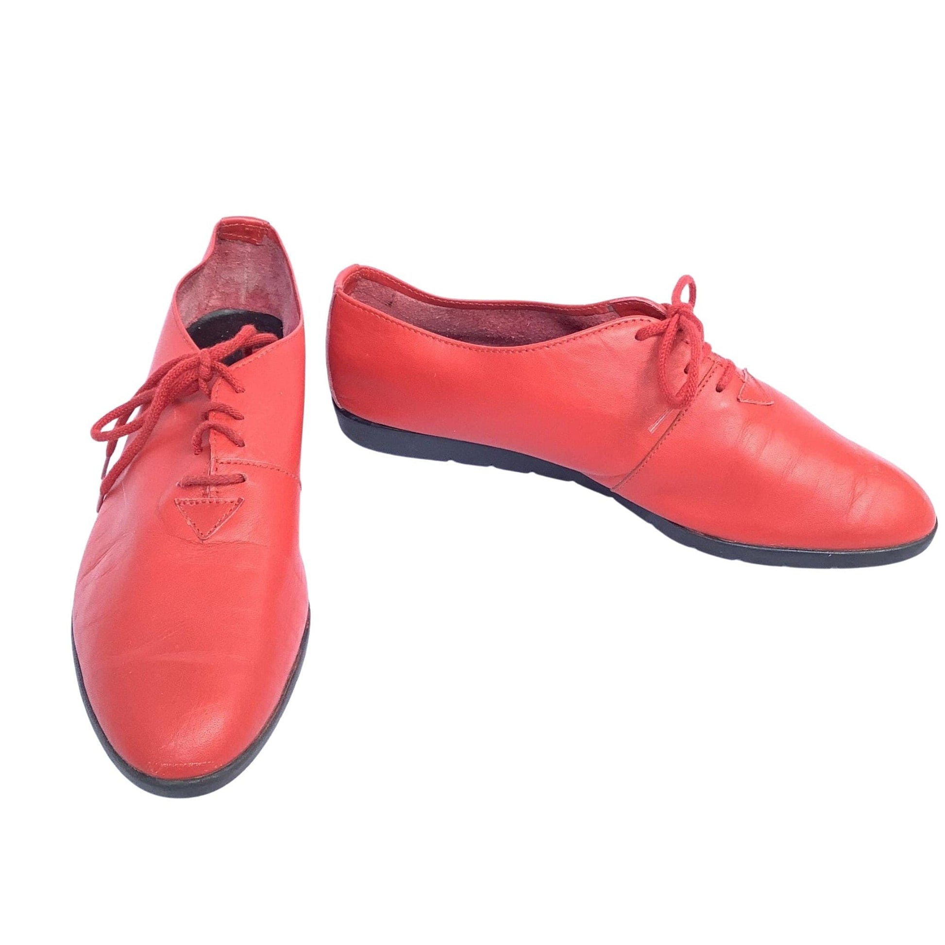 1980s Flat Red Oxfords 7.5 / Red / Vintage 1980s