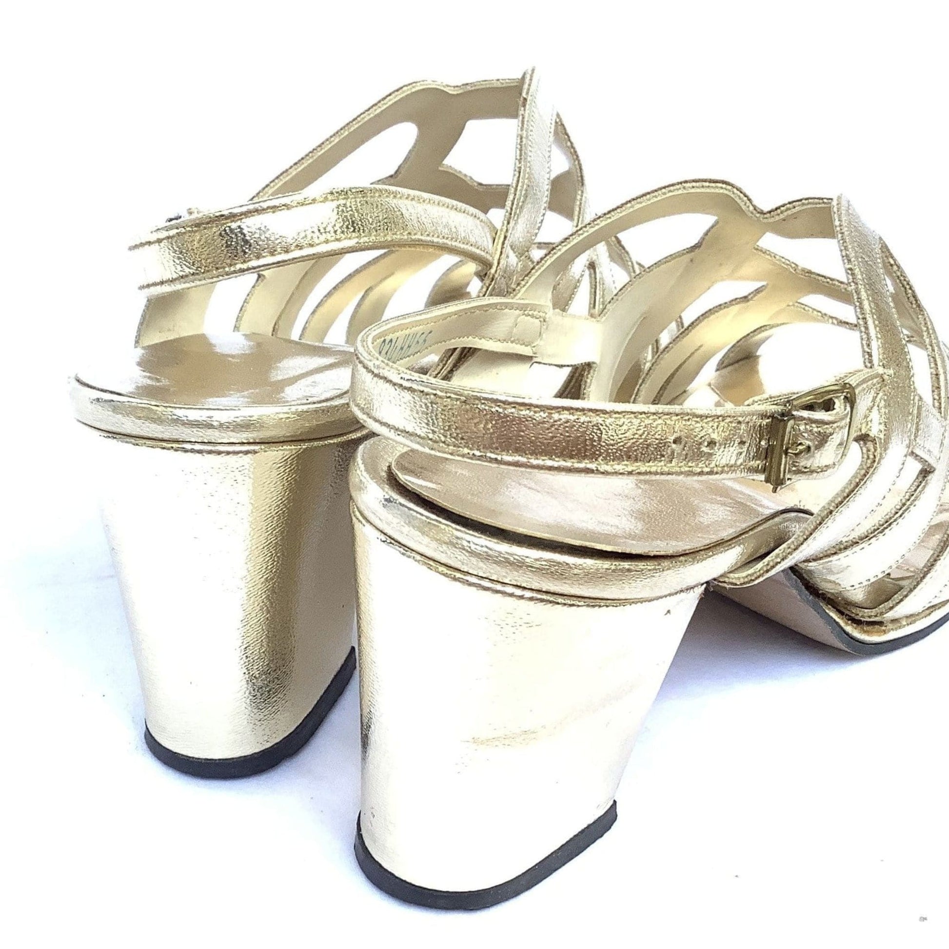 1980s Gold Strappy Heels 6.5 / Gold / Vintage 1980s