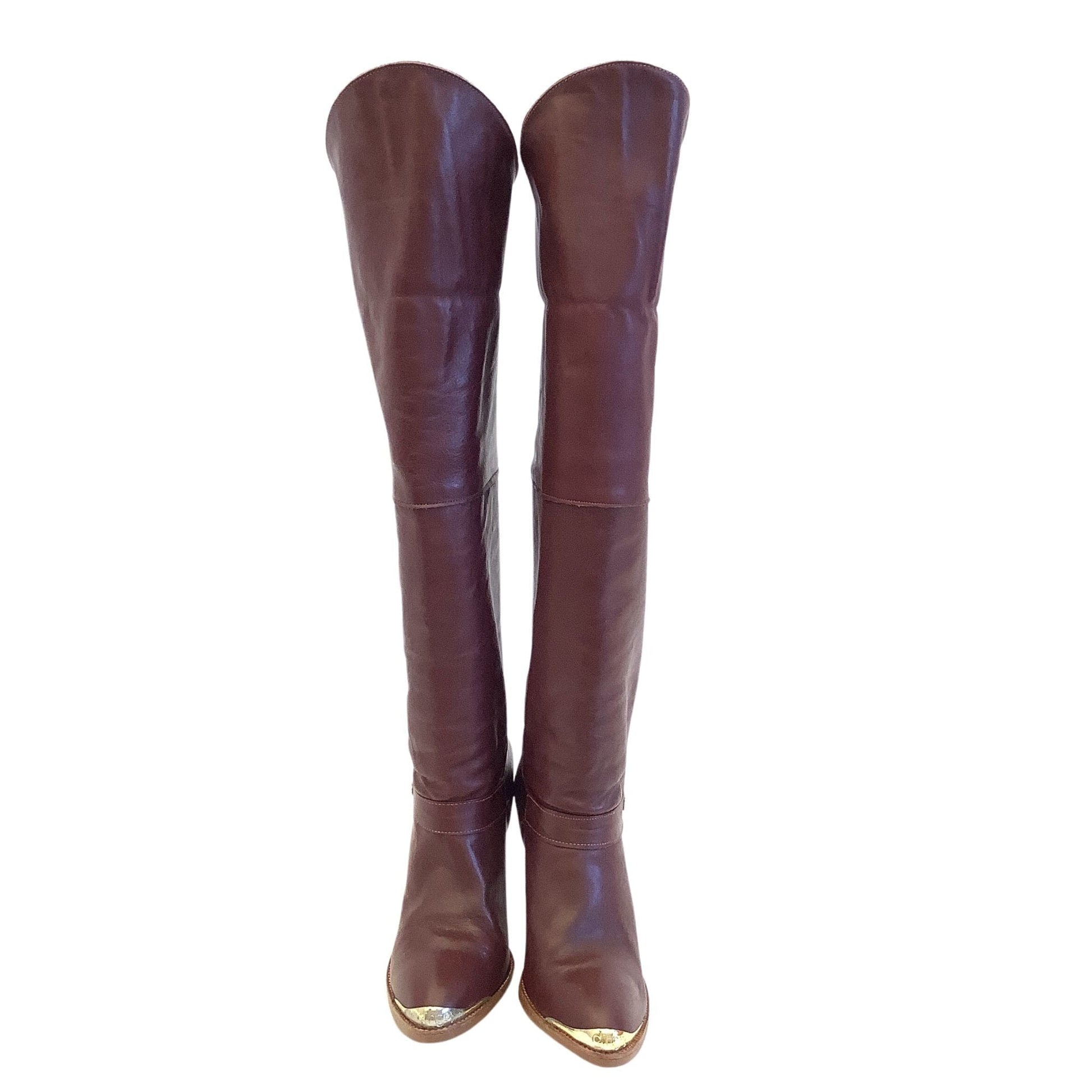 1980s Over the Knee Boots 6.5 / Burgundy / Vintage 1980s