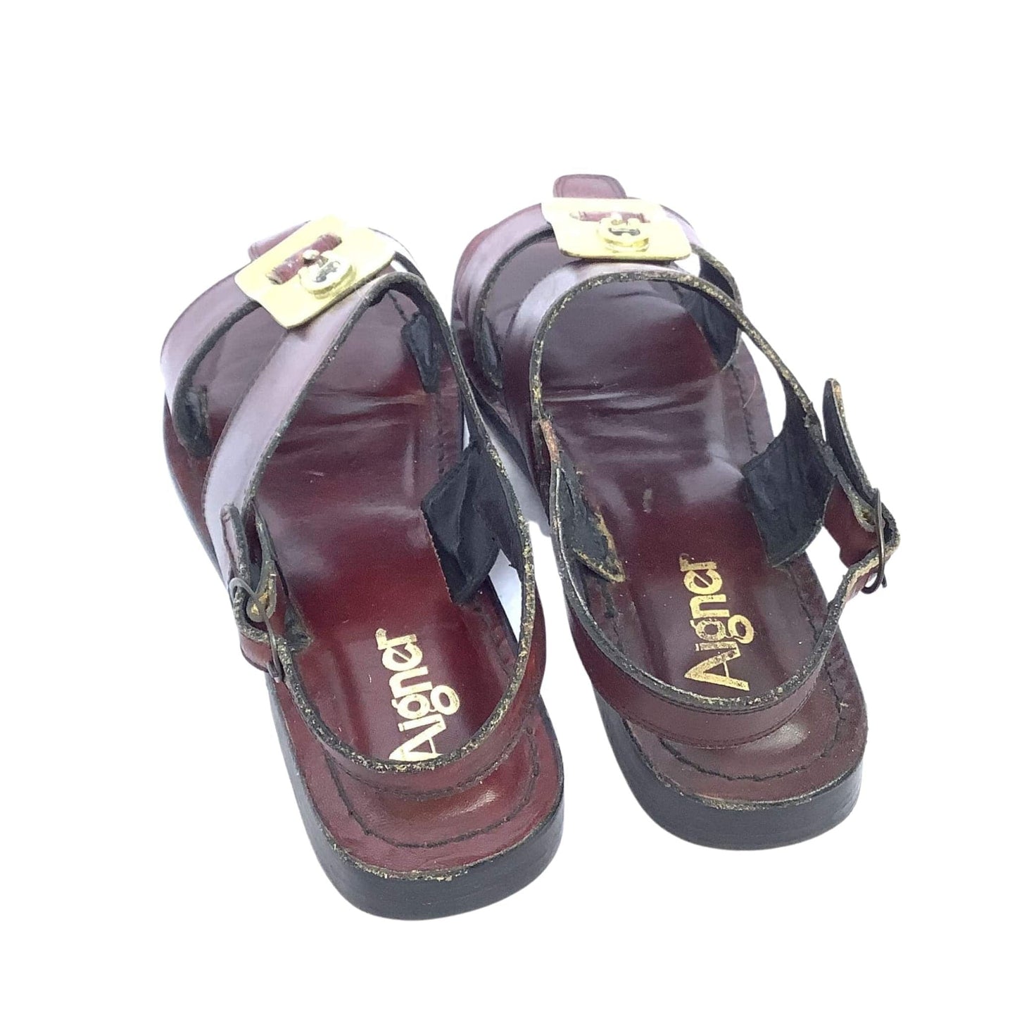 1980s Oxblood Flat Sandals 7 / Burgundy / Vintage 1980s