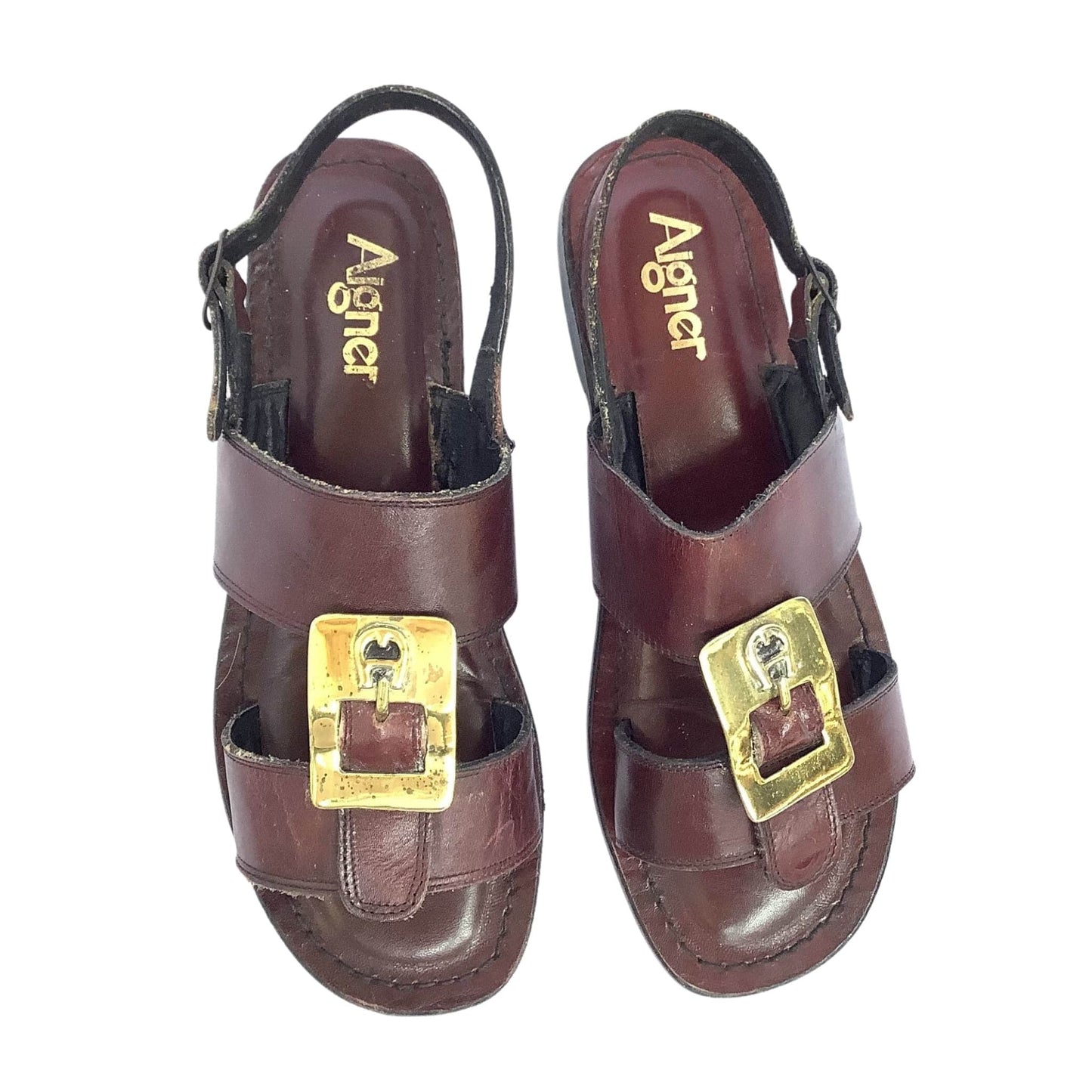 1980s Oxblood Flat Sandals 7 / Burgundy / Vintage 1980s