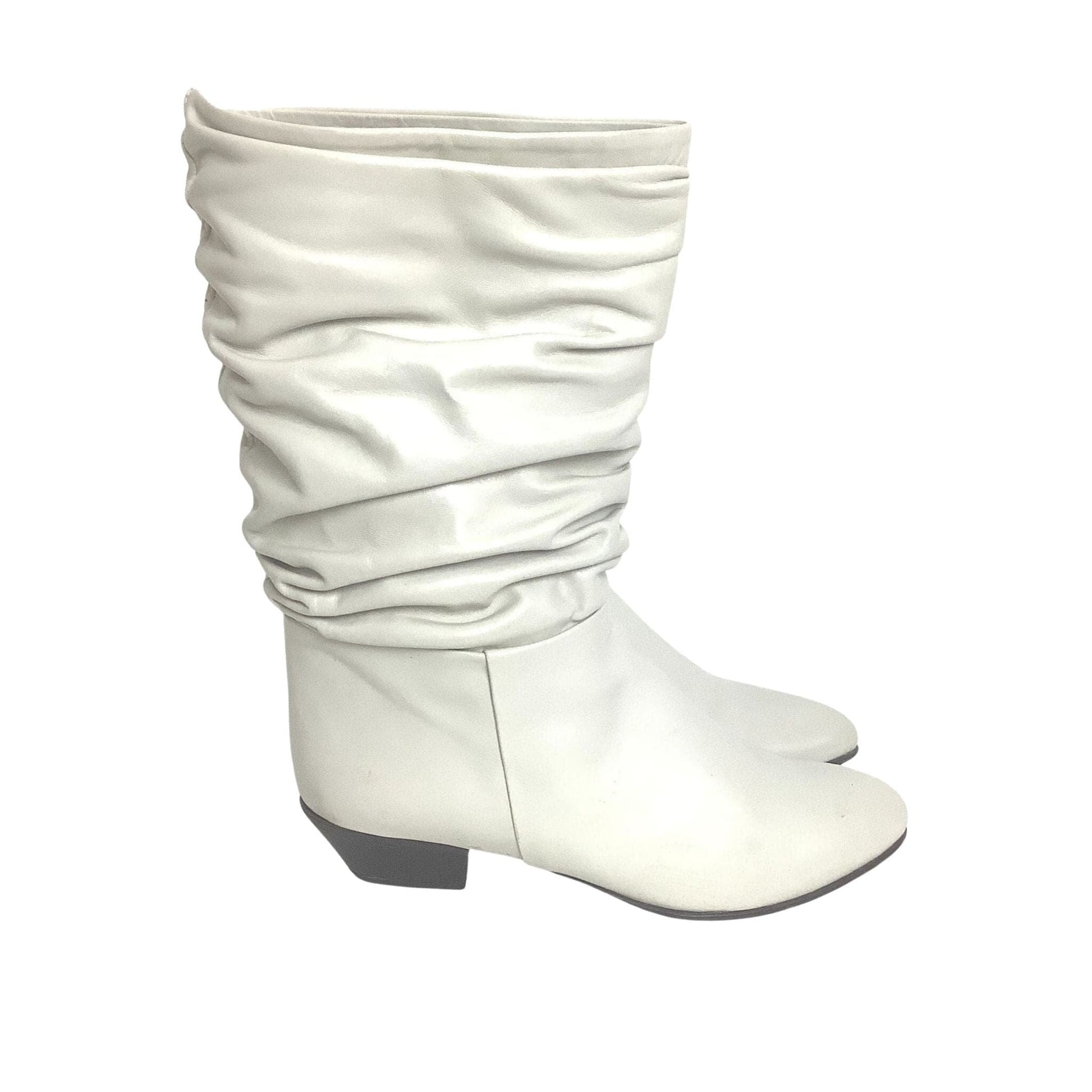 1980s White Slouch Boots 8.5 / White / Vintage 1980s