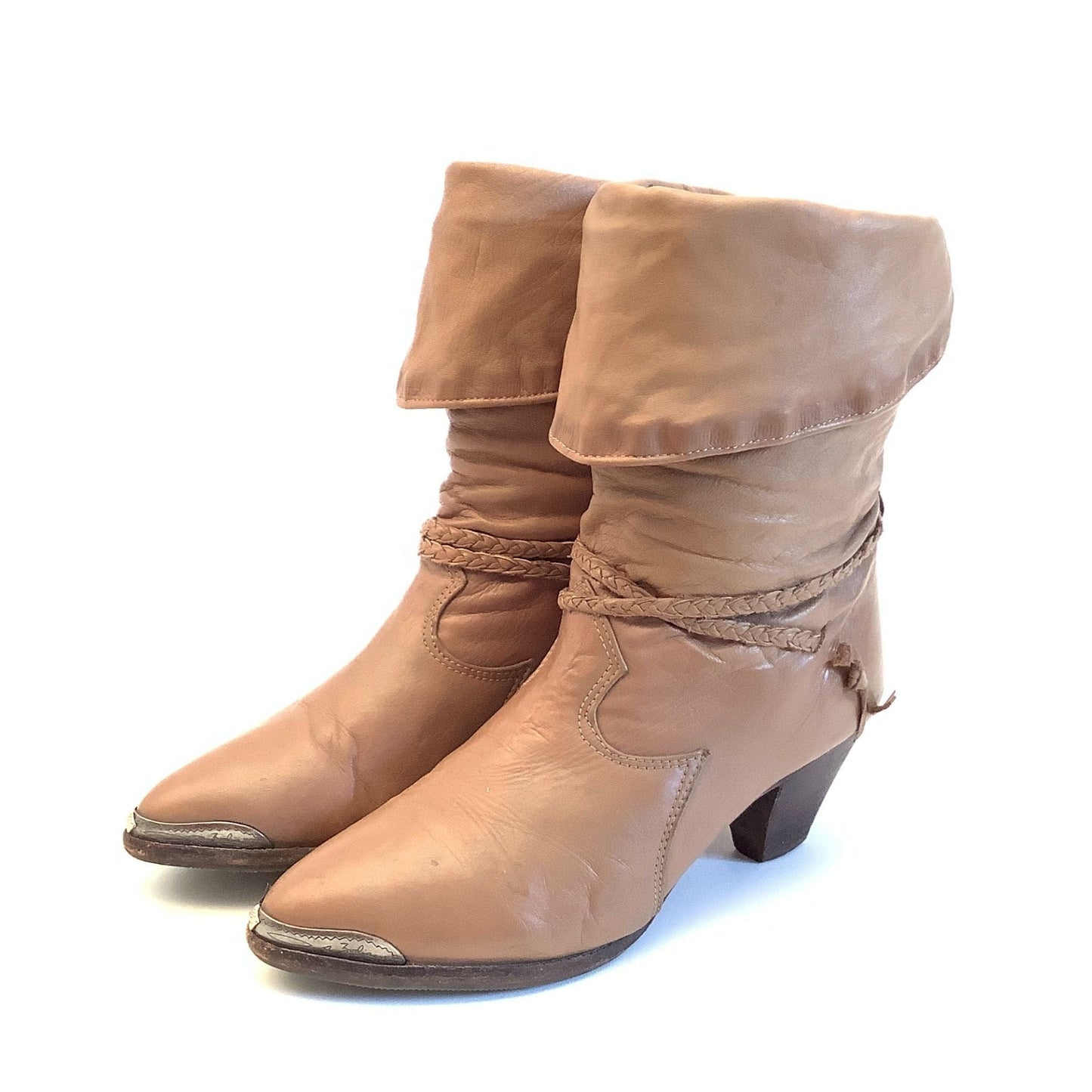 1980s Zodiac Slouch Boots 7 / Taupe / Vintage 1980s