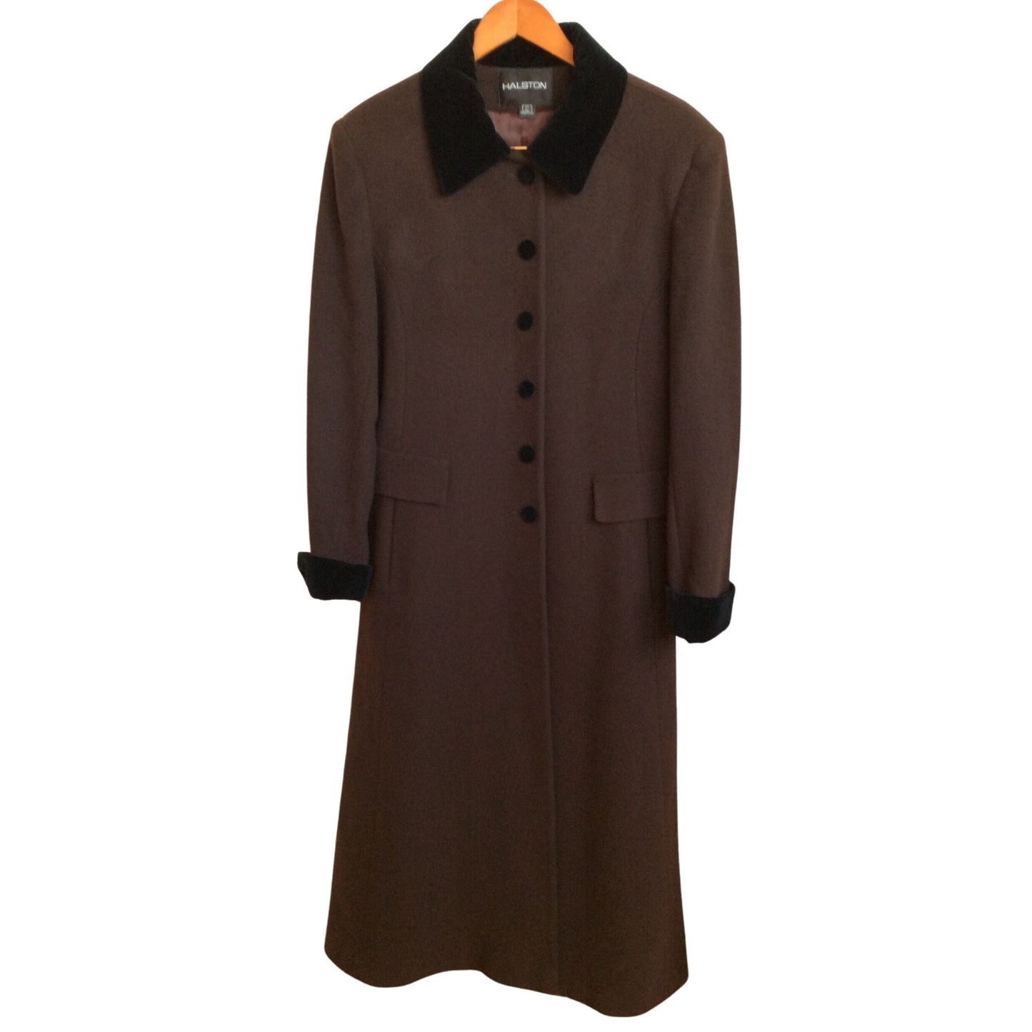1990s Halston Wool Coat Medium / Brown / Vintage 1990s