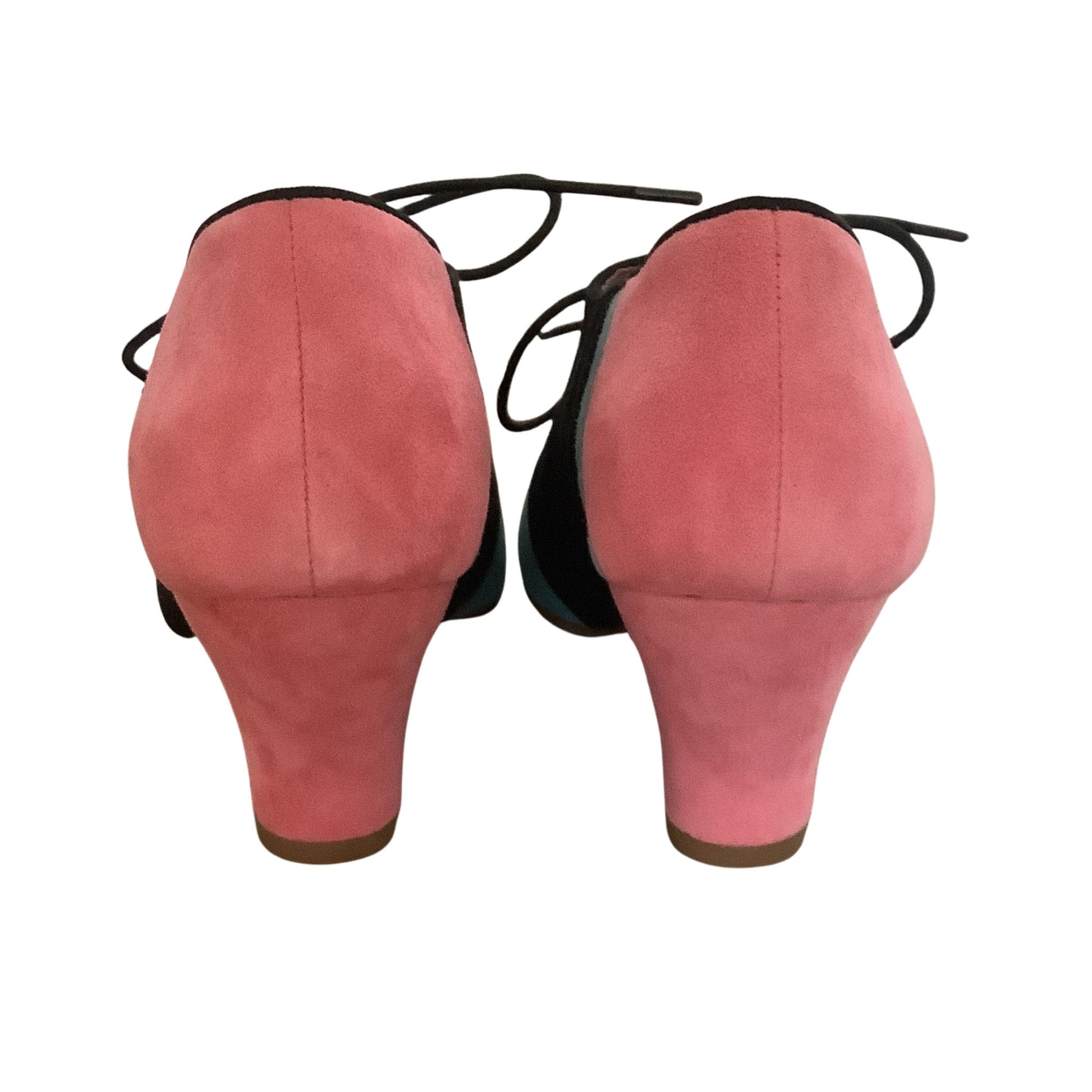 American Duchess multicolor heels back view with Spanish heel design on white background