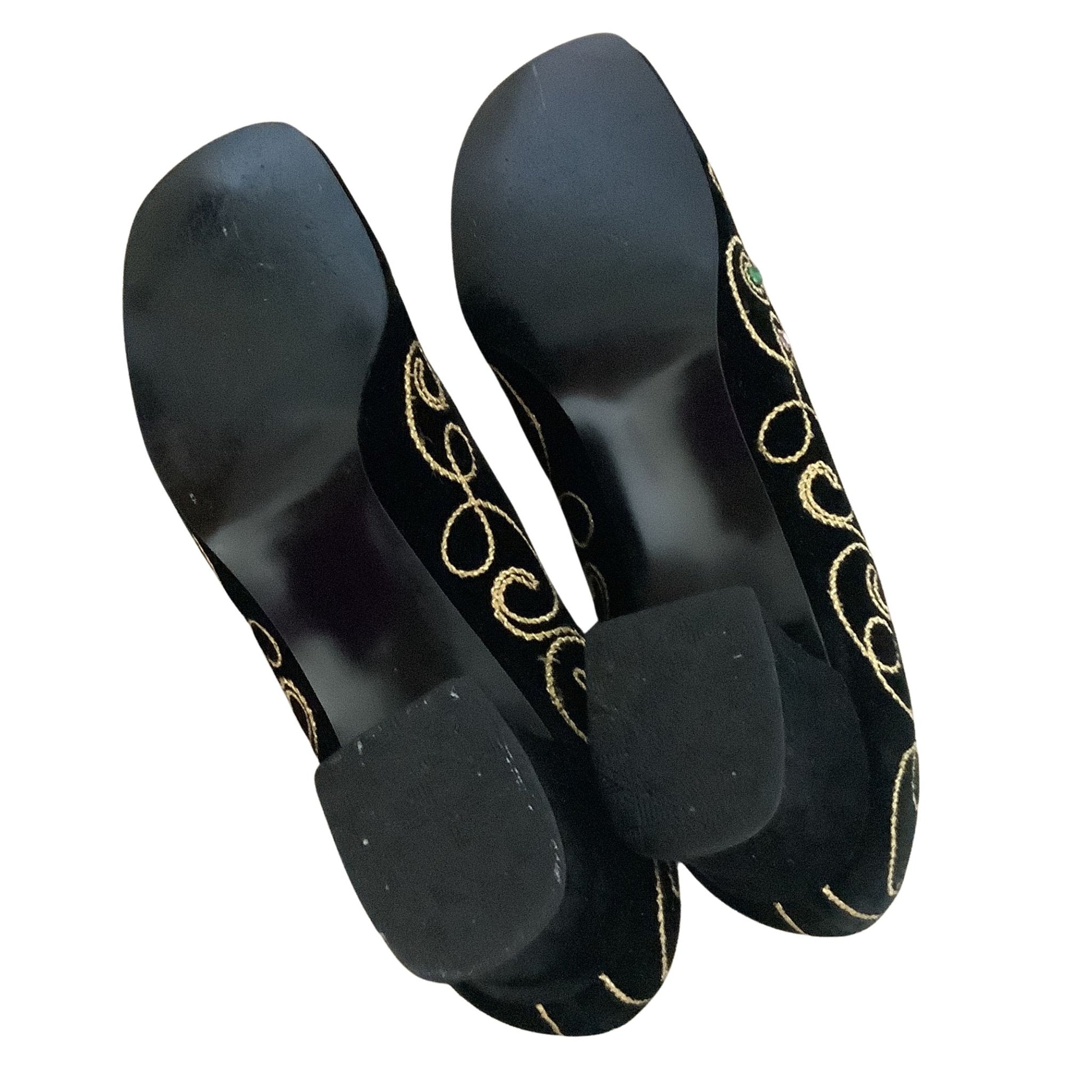 Realites black velvet loafers sole bottom view showing leather construction on white background