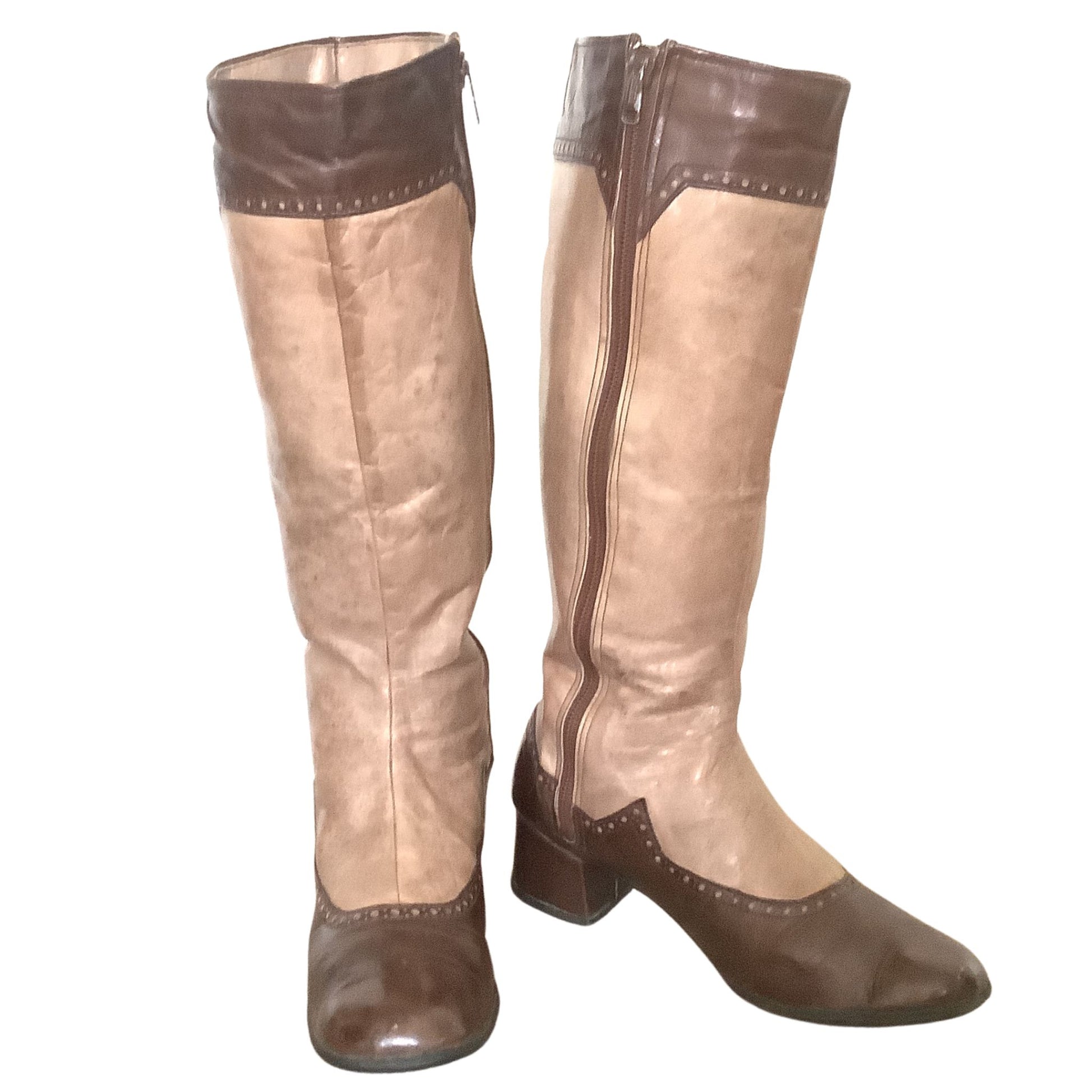 Alpine vintage steampunk boots side zipper detail view on white background