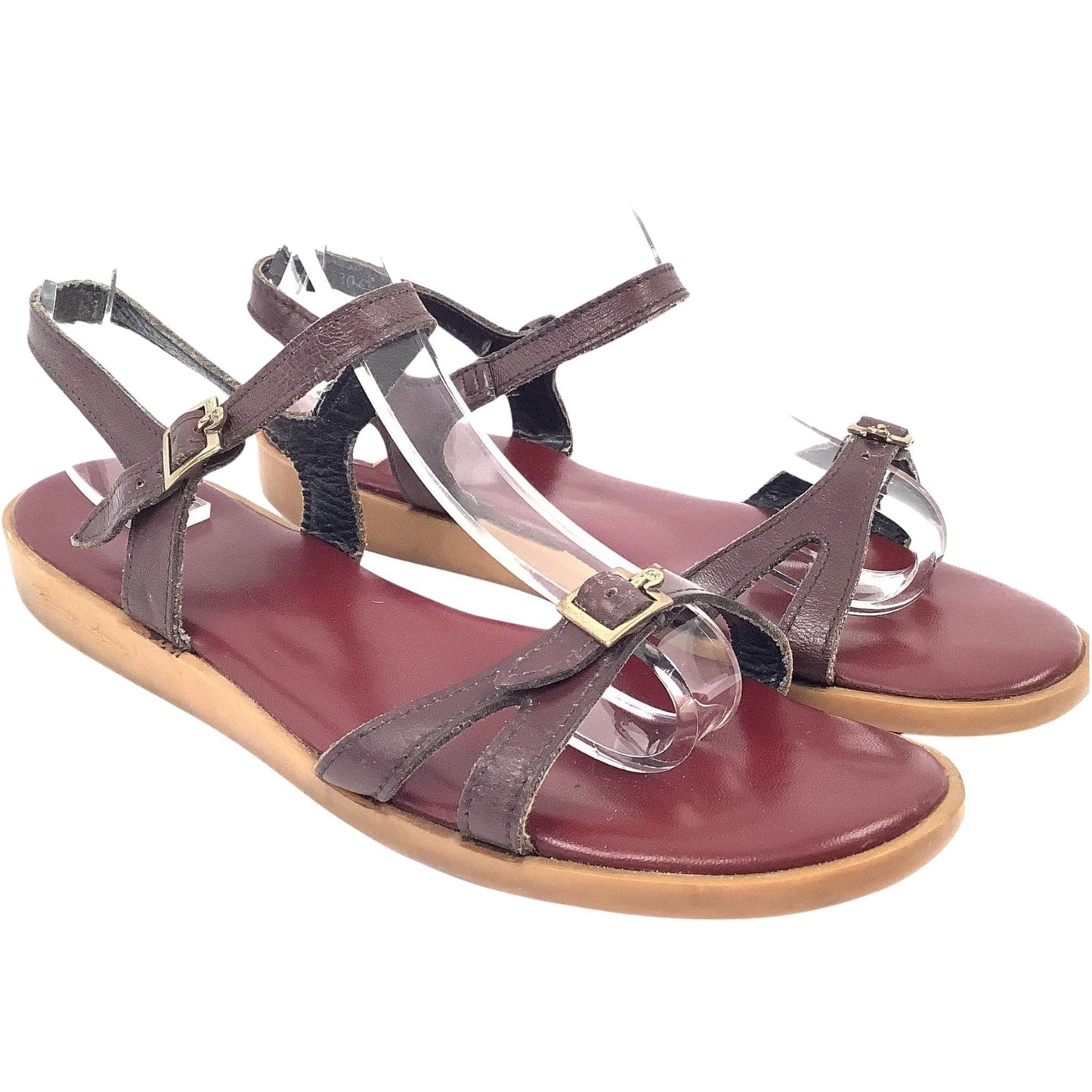 Oxblood Aigner Ankle Strap Sandals